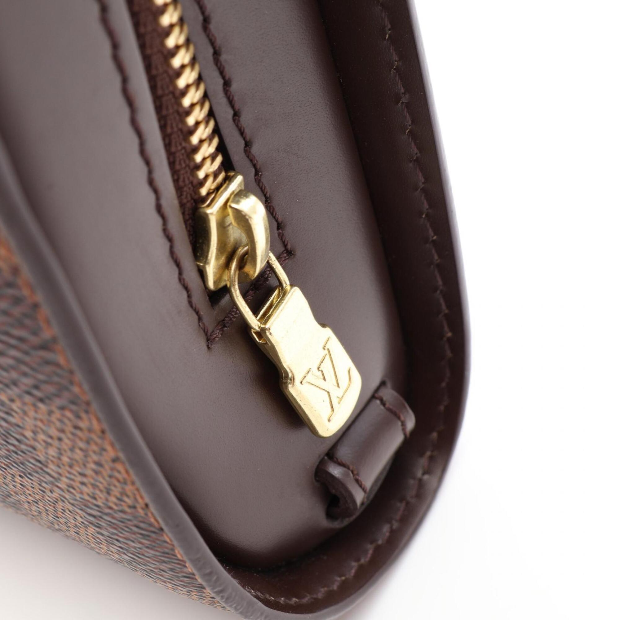 Louis Vuitton Brown Coated Canvas Clutch Bag Handbag (Pre-Owned)