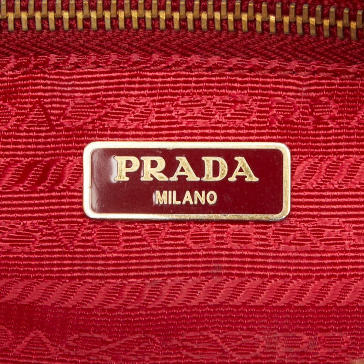 Prada Red Color Nylon Leather Pouch (Pre-Owned)