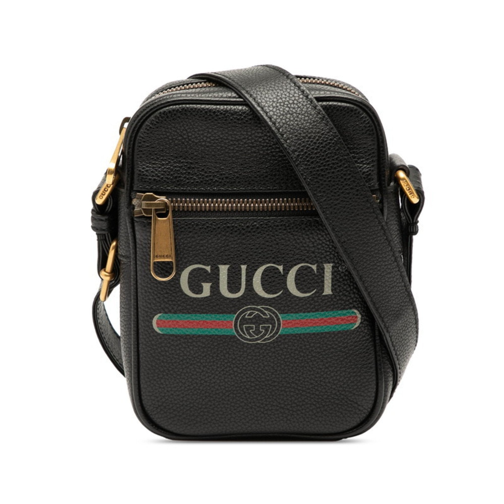Gucci Black Multi-Color Leather Shoulder Bag (Pre-Owned)