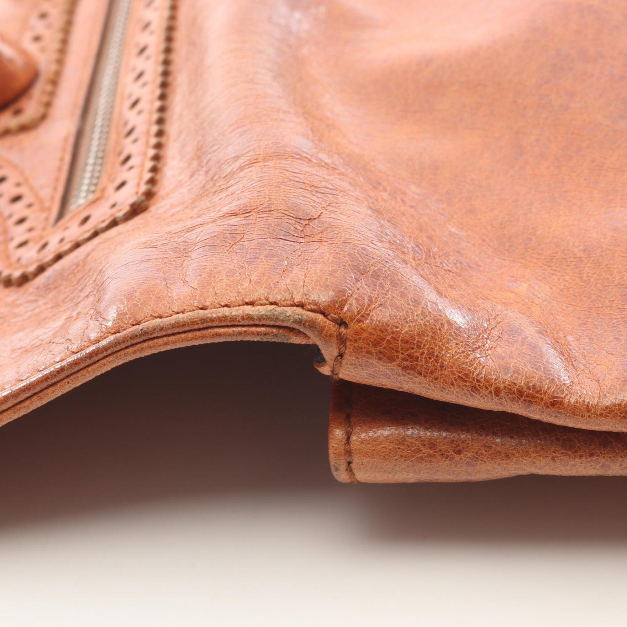 Balenciaga Brown Leather Clutch Bag Handbag (Pre-Owned)