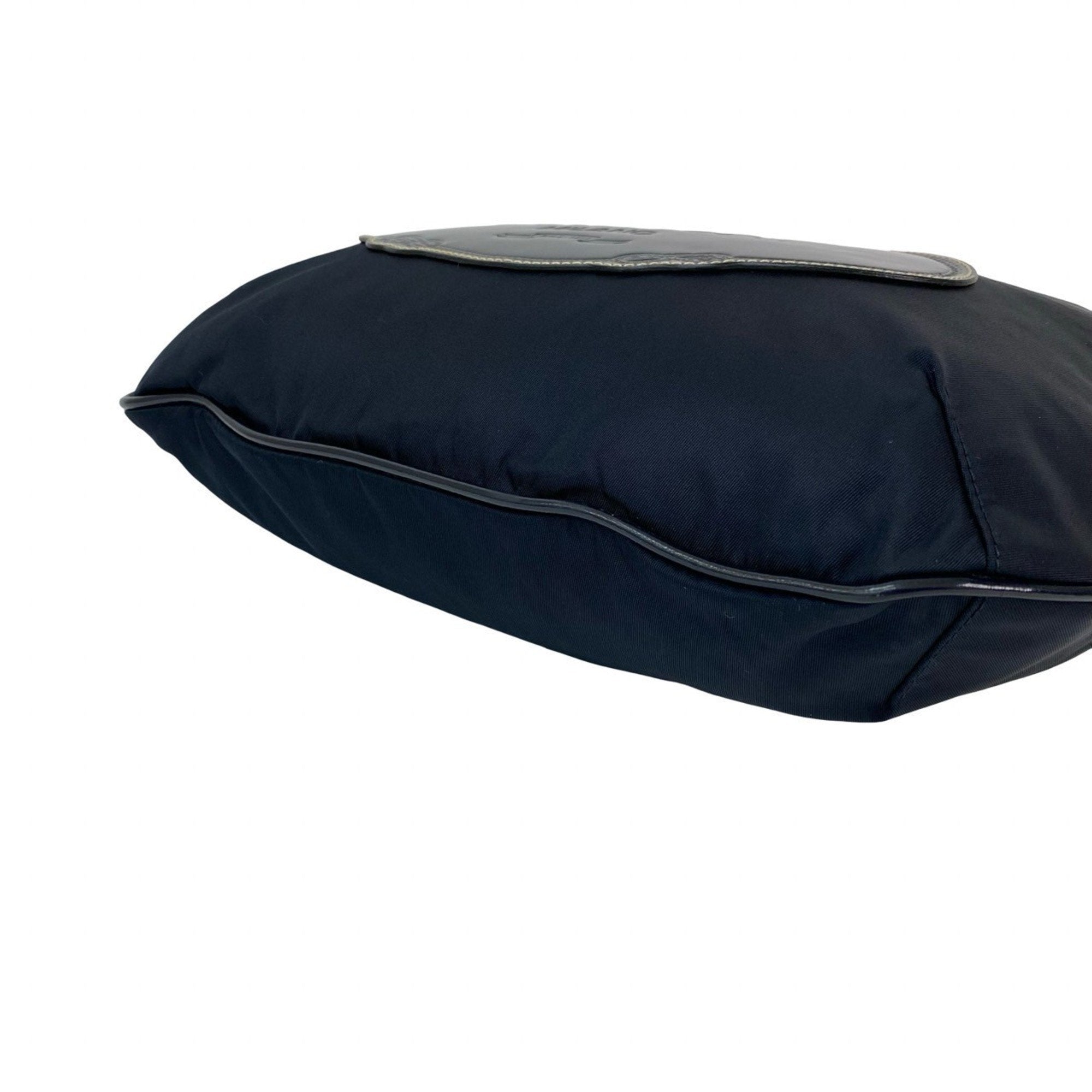 Prada Navy Nylon Leather Pochette Shoulder Bag (Pre-Owned)