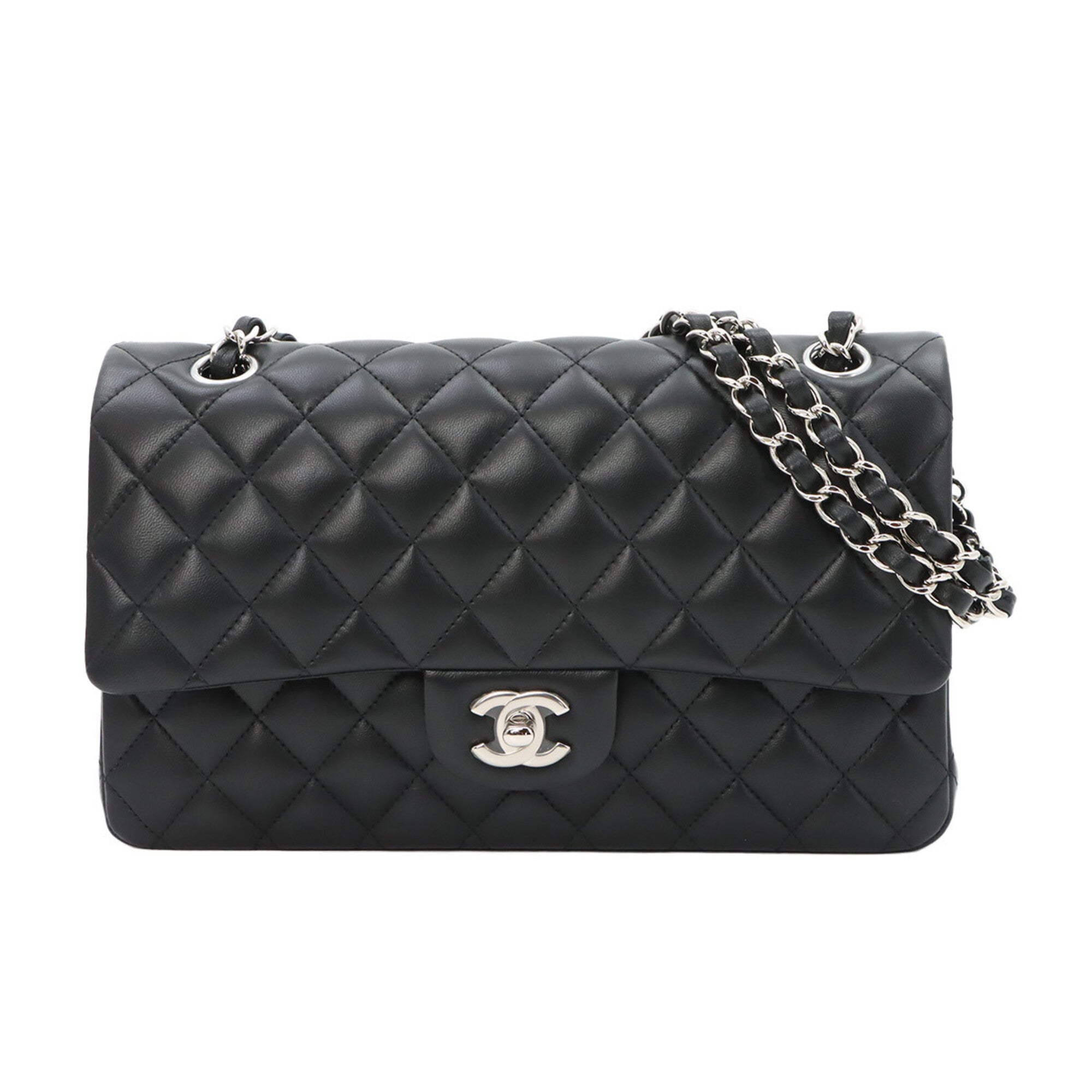Chanel Black Leather Handbag Shoulder Bag (Pre-Owned)