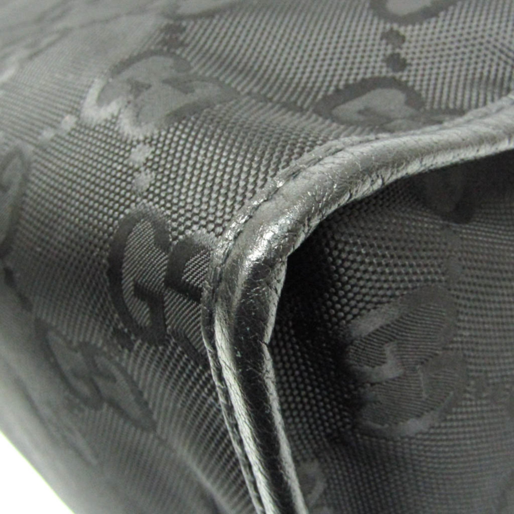 Gucci Black Nylon Canvas Leather Handbag Shoulder Bag (Pre-Owned)