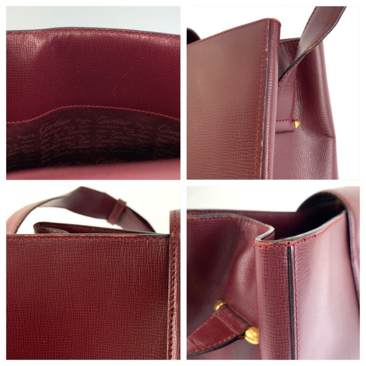 Cartier Bordeaux Wine Red Leather Shoulder Bag (Pre-Owned)