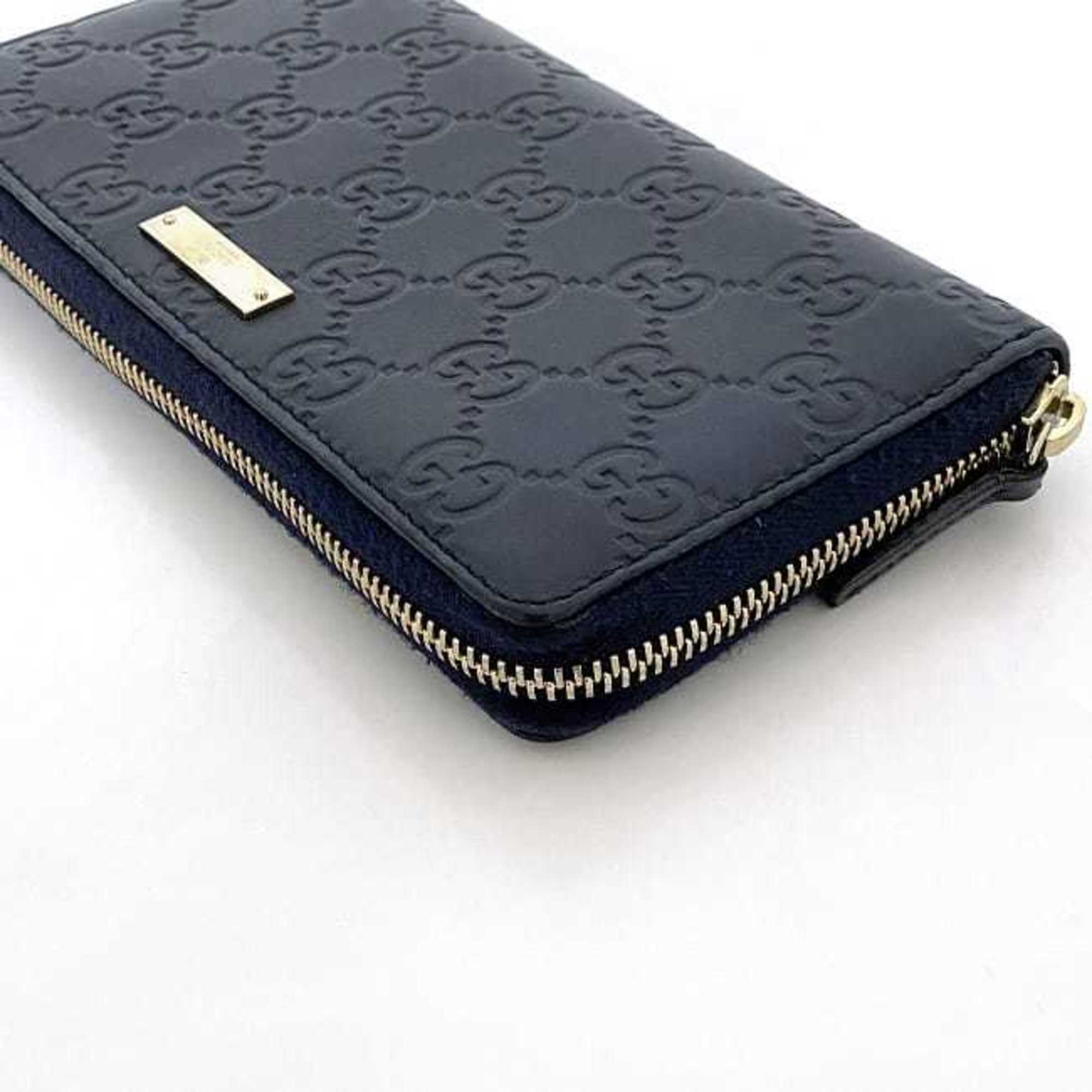 Gucci Navy Leather Long Wallet (Bi-Fold) (Pre-Owned)