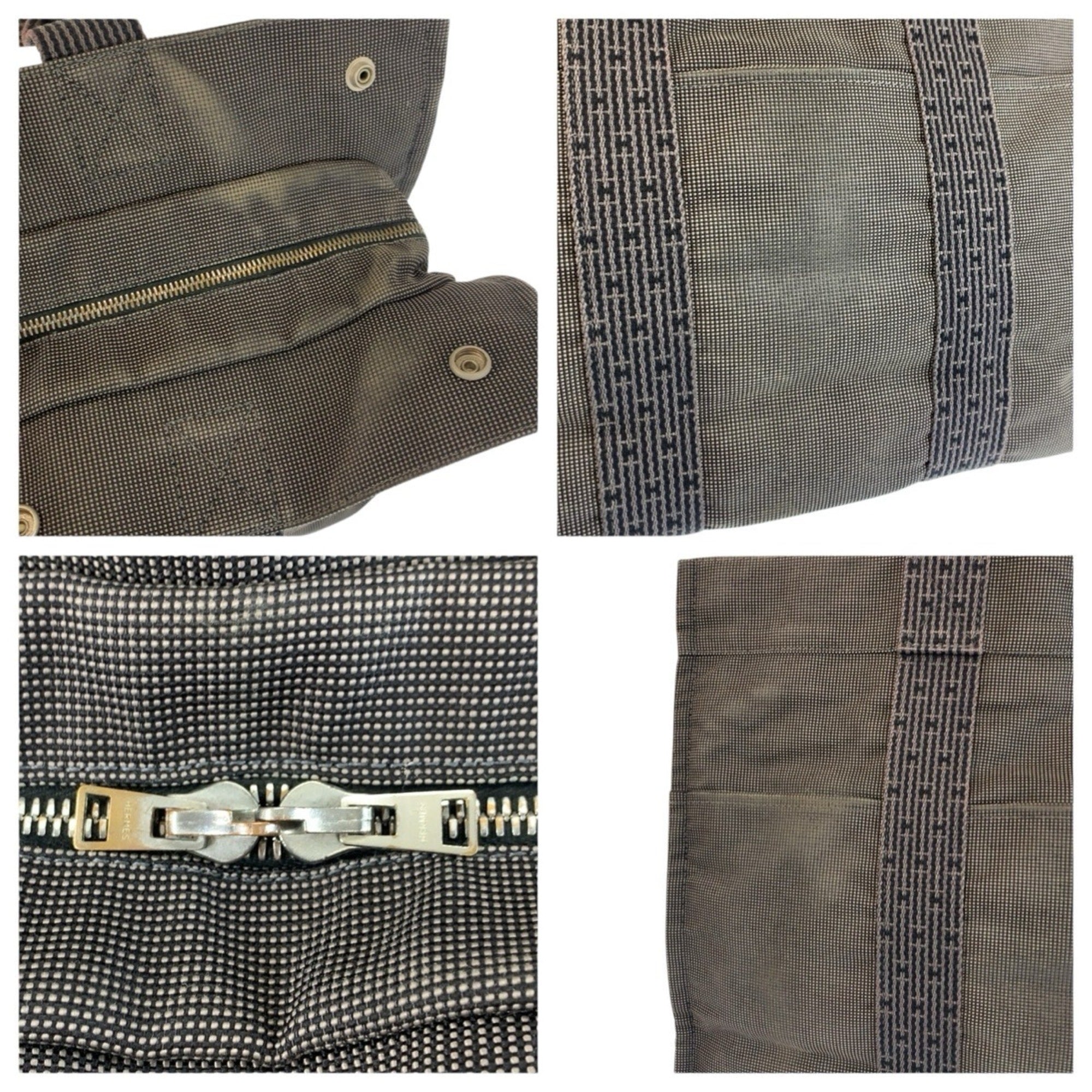 Hermes Gray Polyamide Handbag Tote Bag (Pre-Owned)