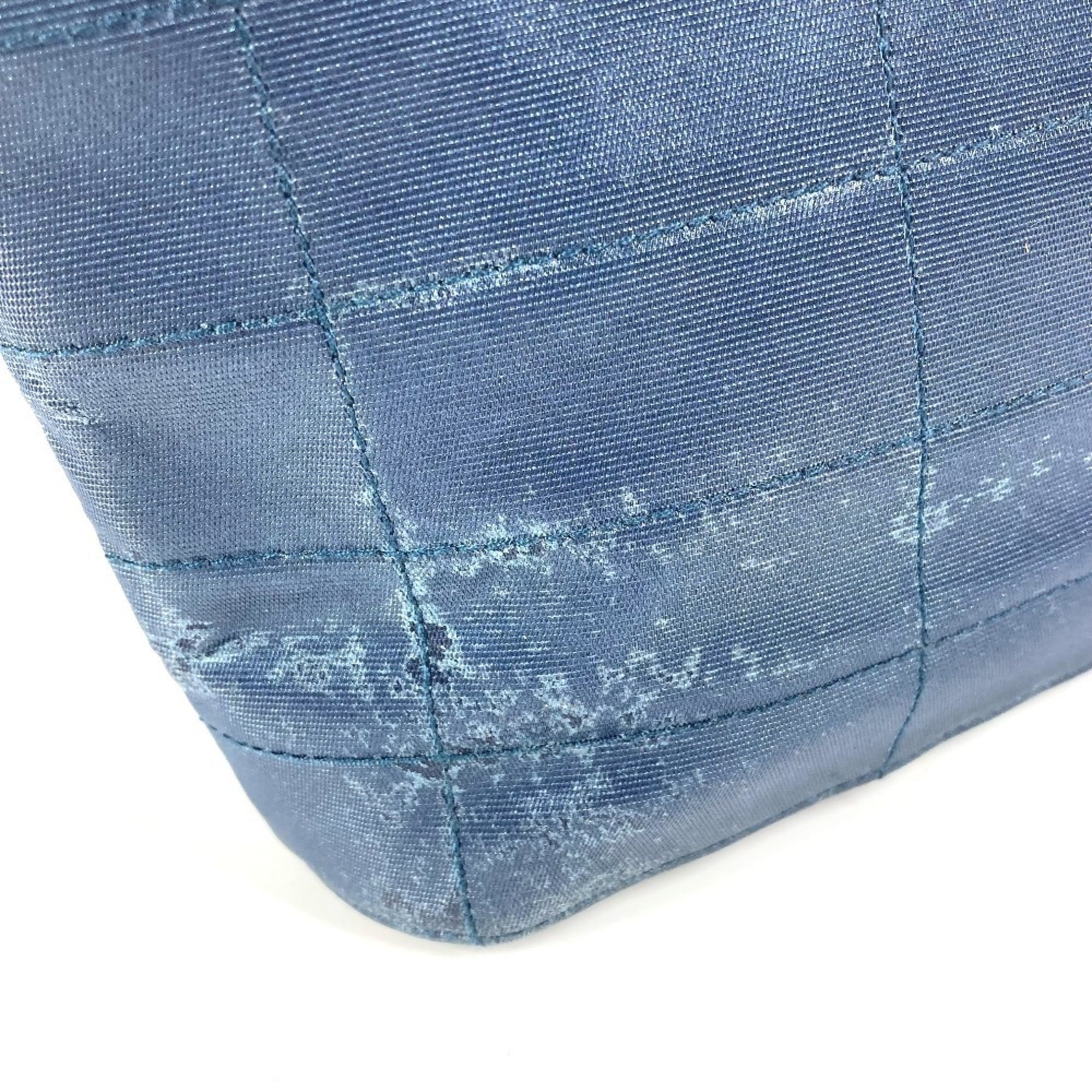 Chanel Blue Nylon Canvas Handbag Tote Bag (Pre-Owned)