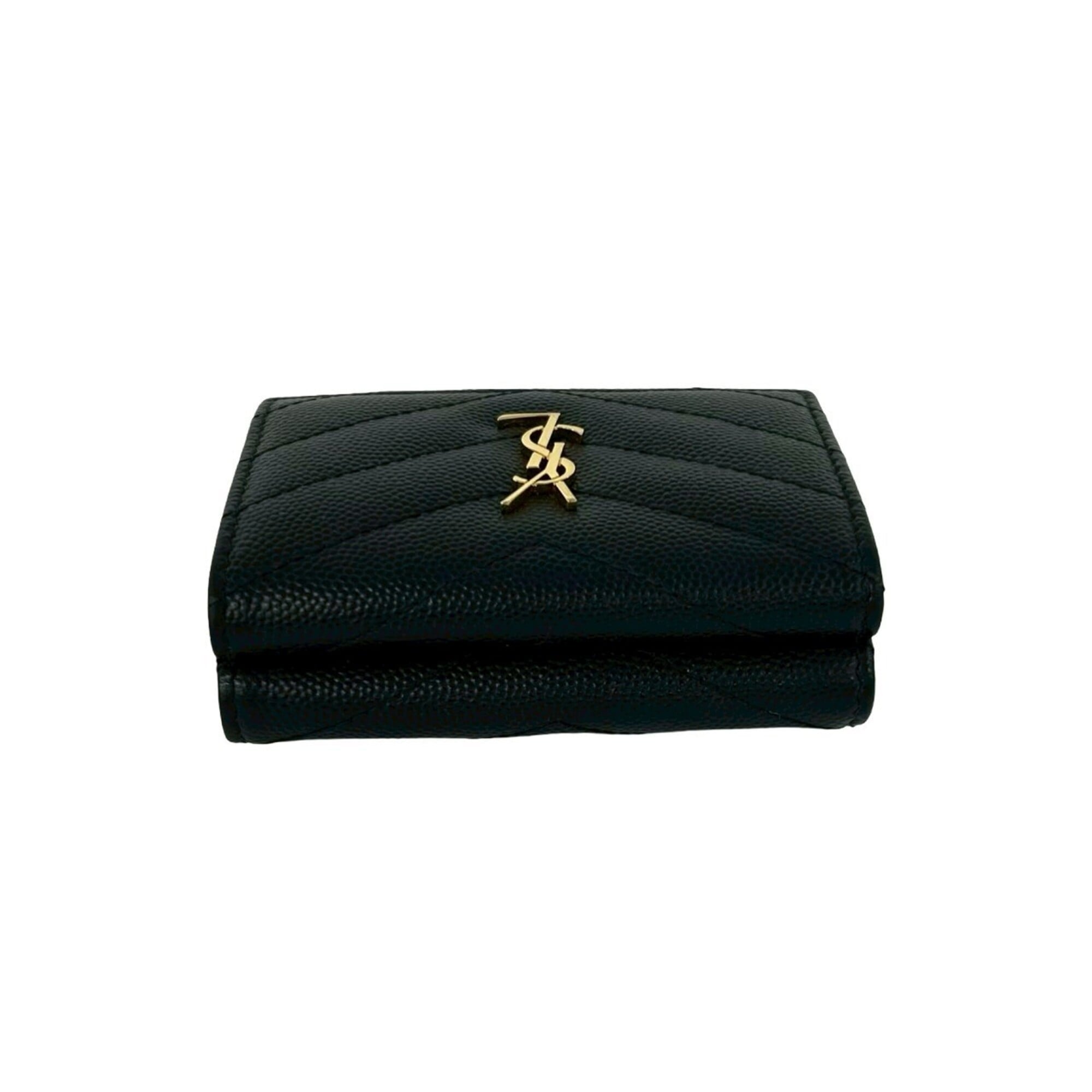 Yves Saint Laurent Black Leather Wallet (Tri-Fold) (Pre-Owned)