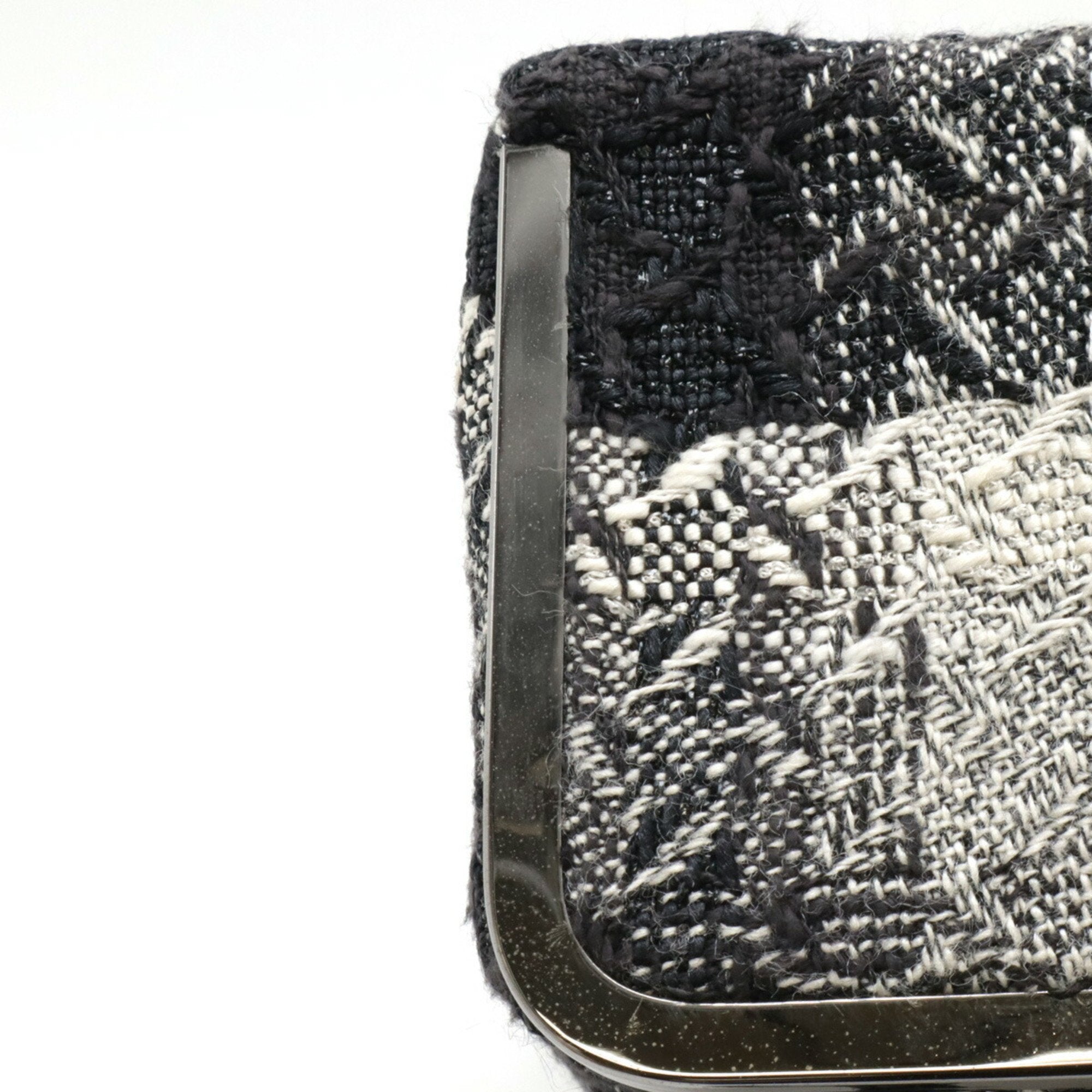 Chanel Black White Tweed Leather Handbag Vanity Bag (Pre-Owned)