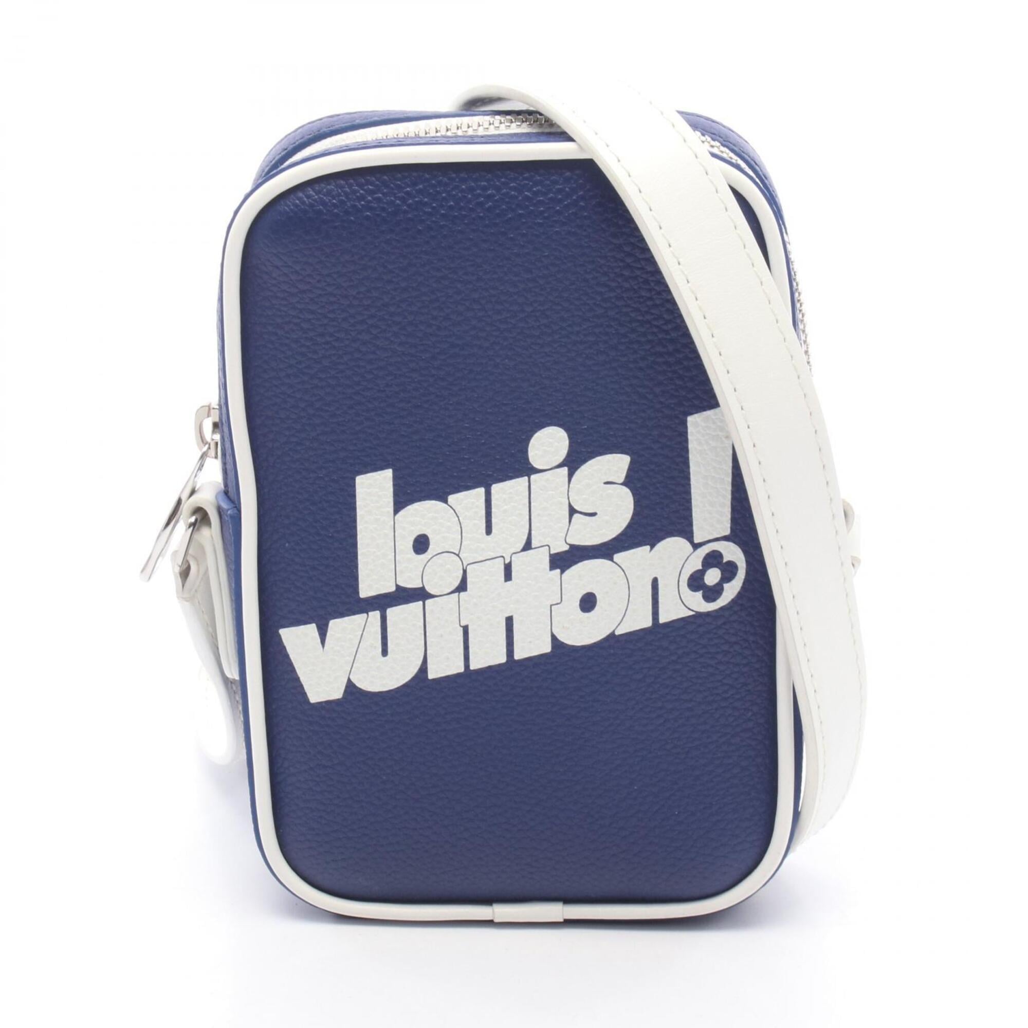 Louis Vuitton Navy White Leather Handbag Shoulder Bag (Pre-Owned)