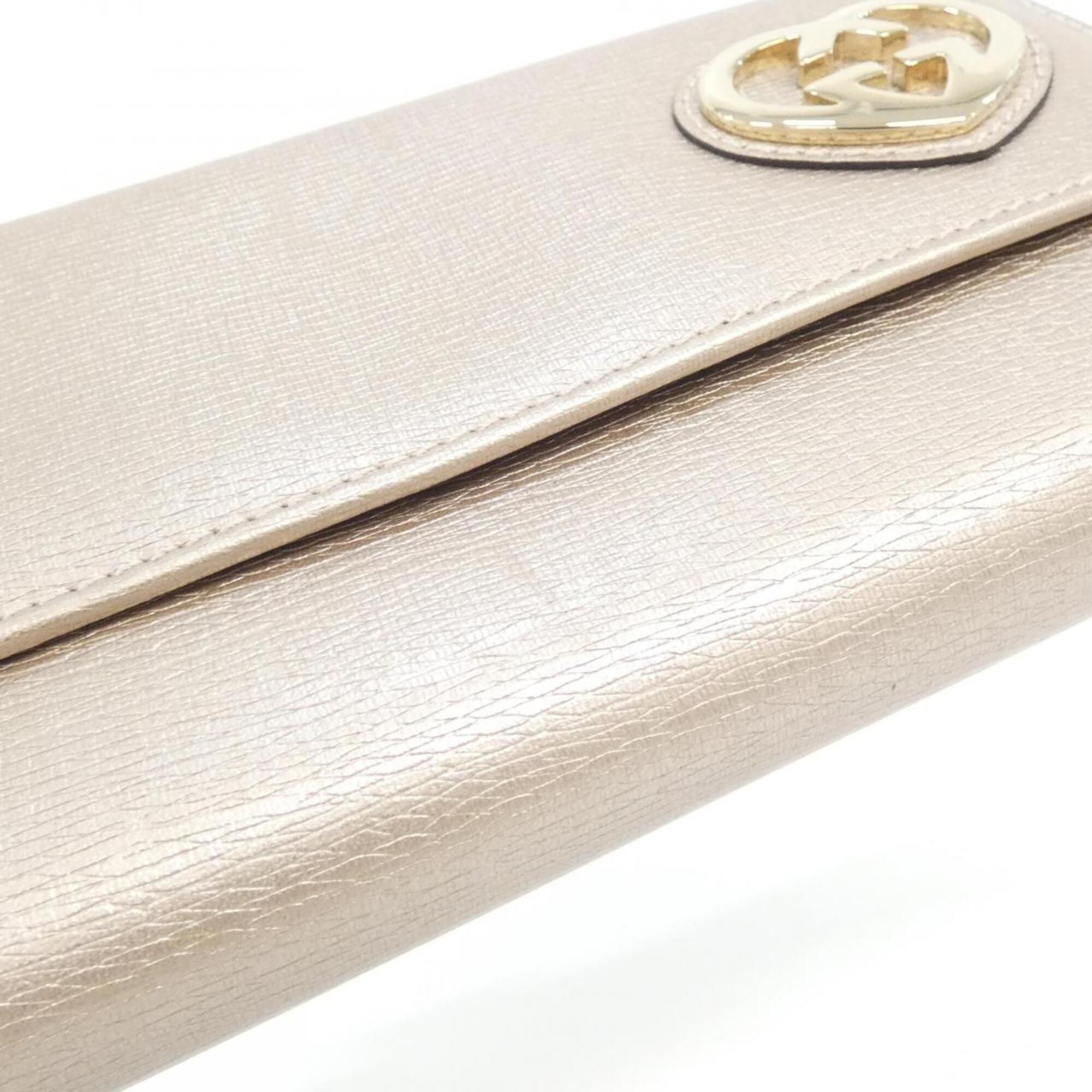Gucci Beige Leather Long Wallet (Bi-Fold) (Pre-Owned)