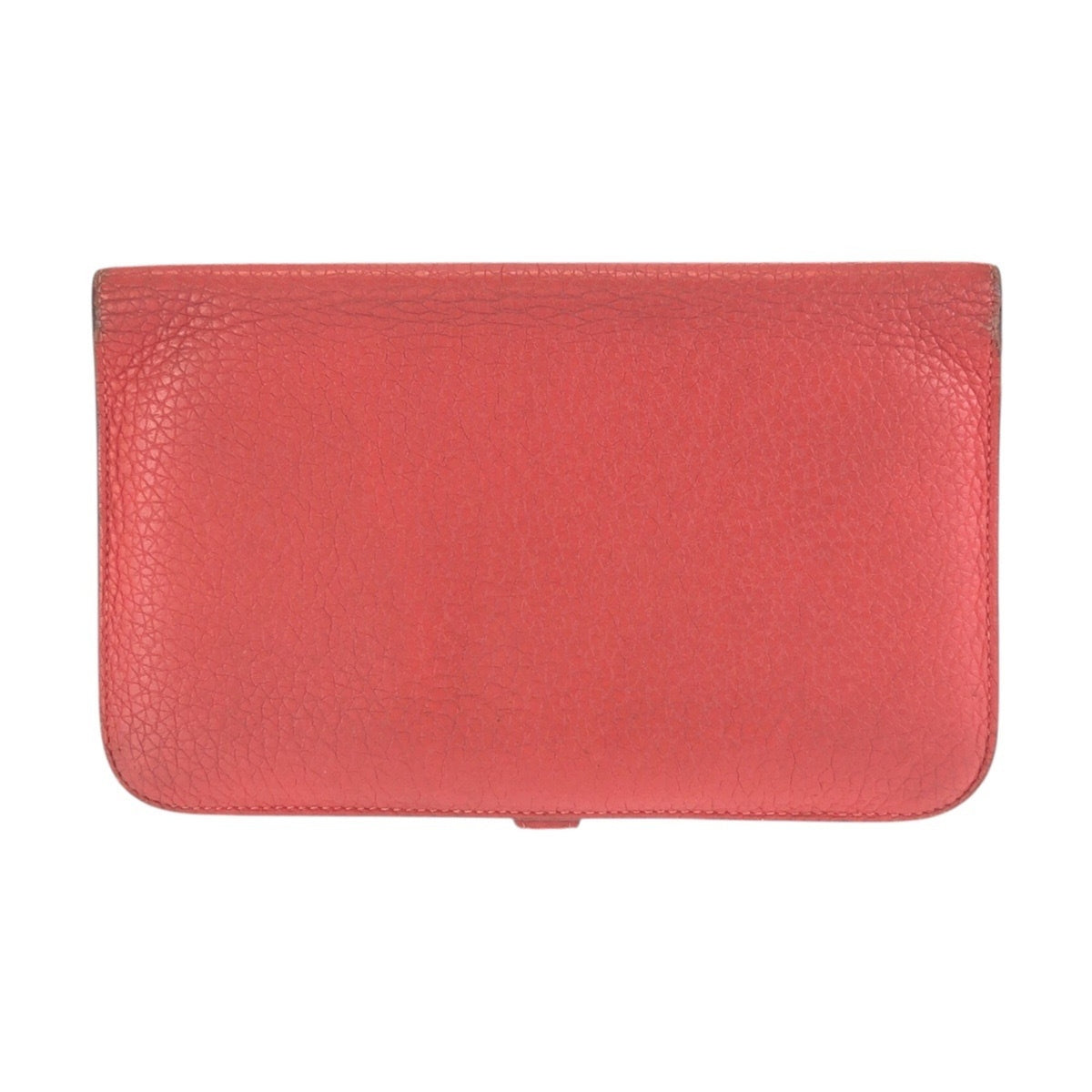 Hermes Red Color Togo Leather Long Wallet (Bi-Fold) (Pre-Owned)