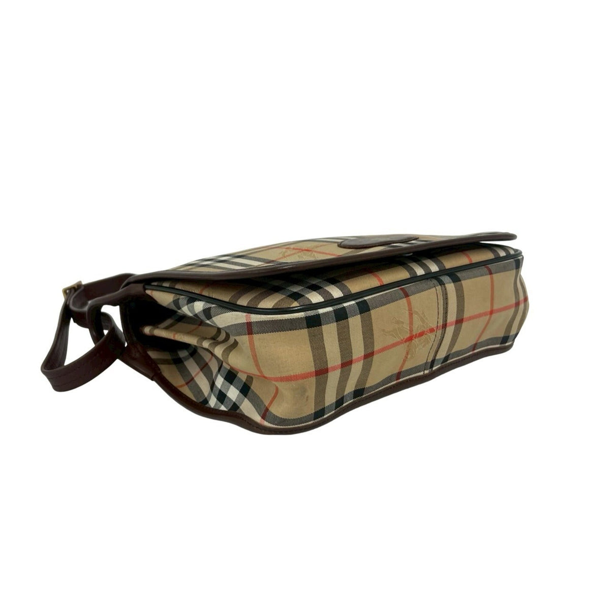 Burberry Beige Brown Canvas Leather Shoulder Bag (Pre-Owned)