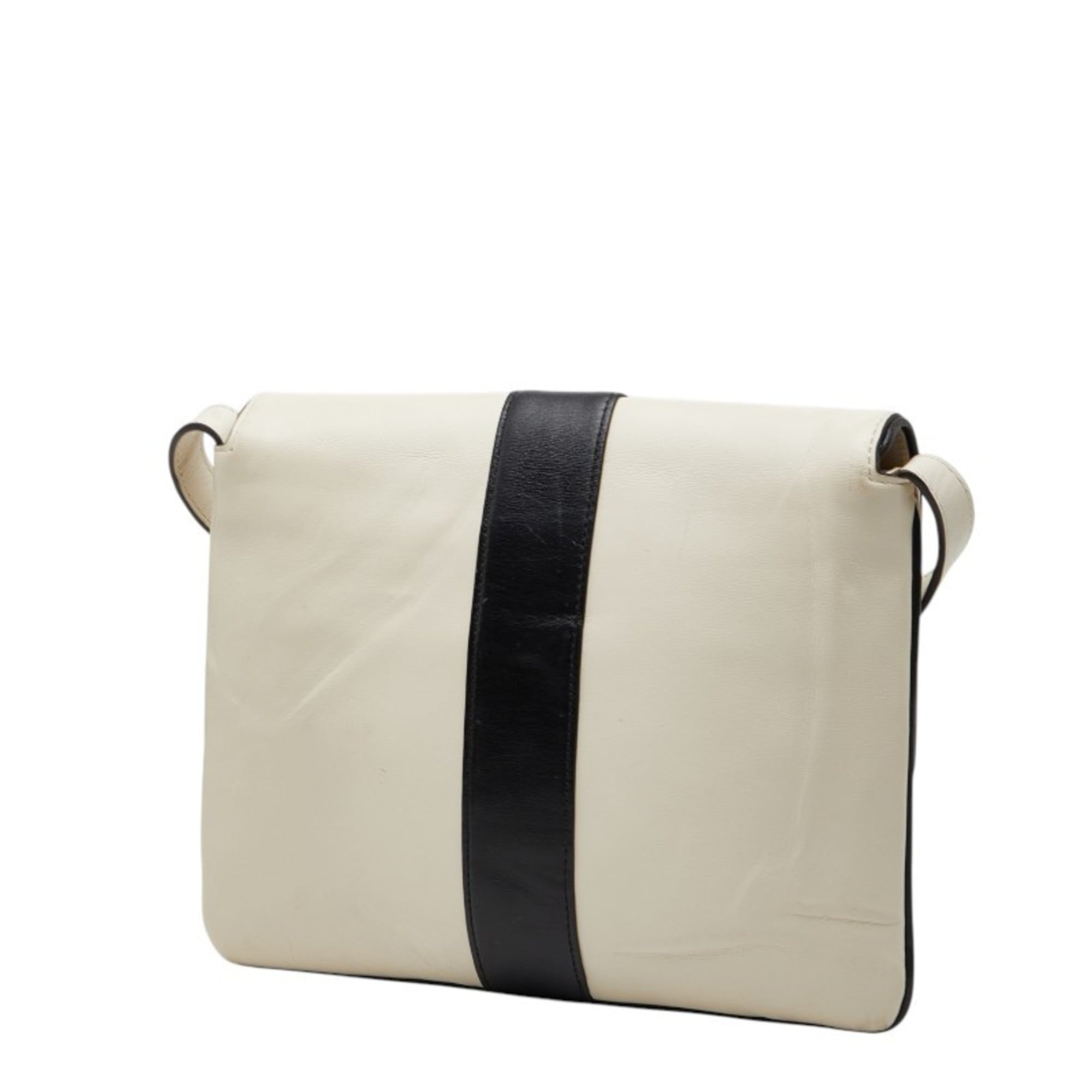 Gucci Black White Leather Shoulder Bag (Pre-Owned)