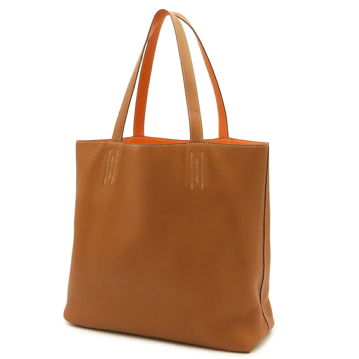 Hermes Gold Orange Taurillon Clemence Leather Tote Bag (Pre-Owned)