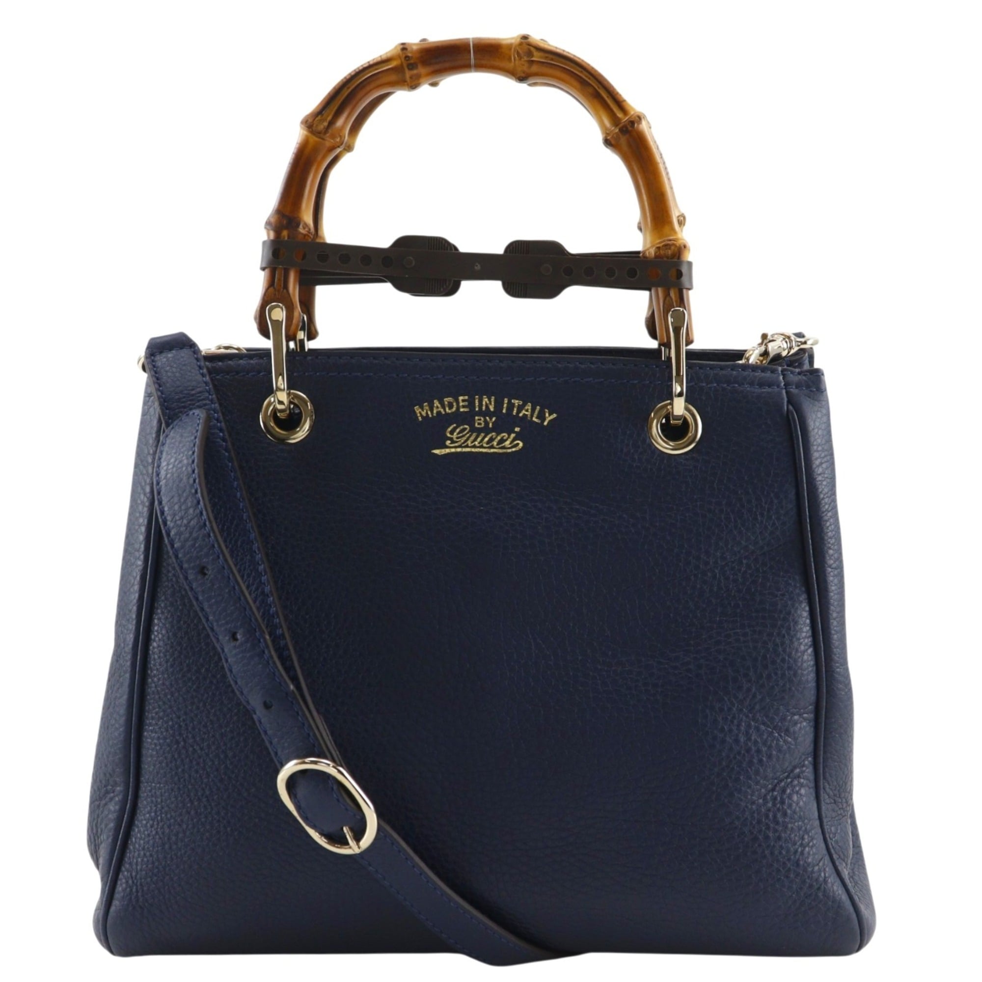 Gucci Navy Leather Handbag Tote Bag (Pre-Owned)