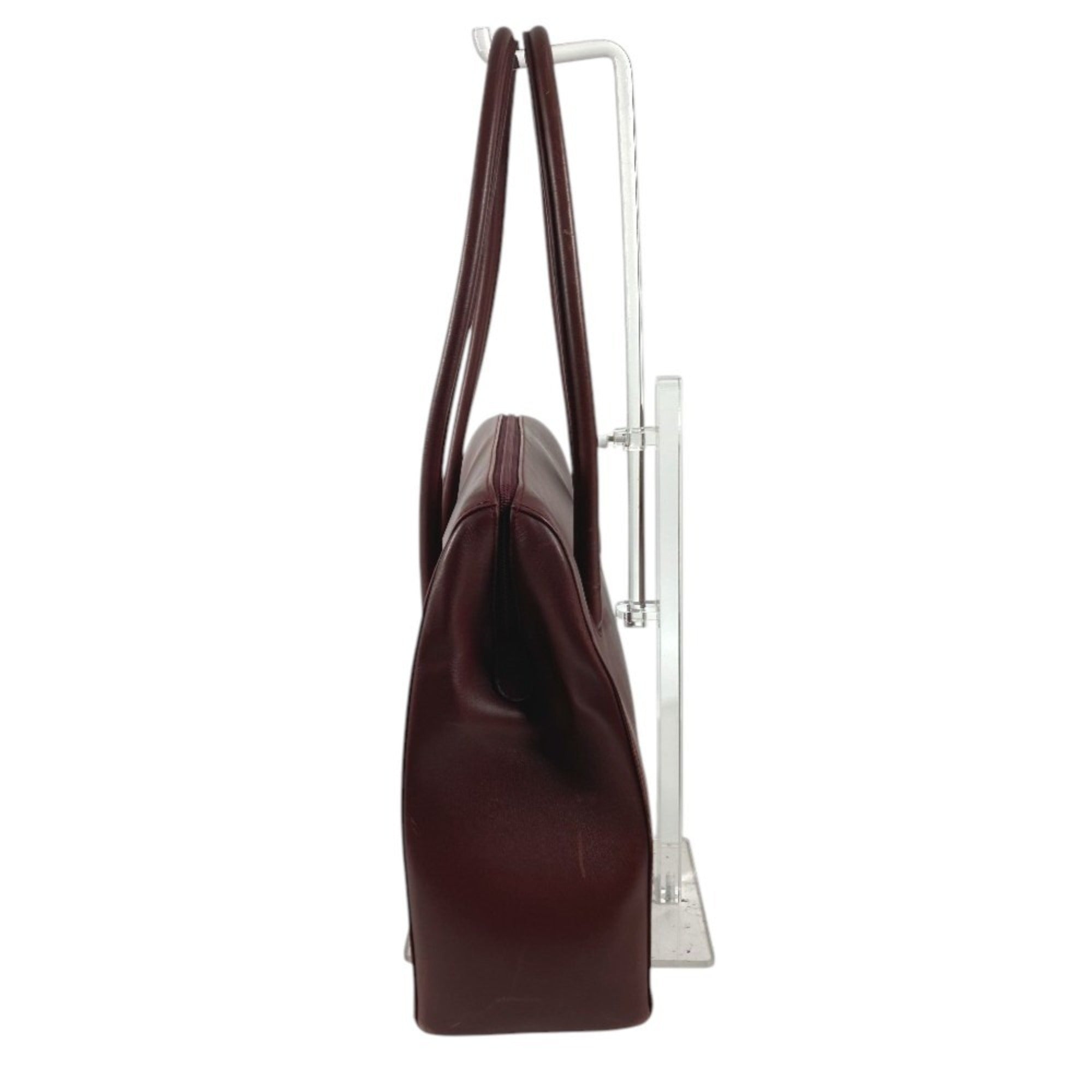 Cartier Must Wine Red Leather Shoulder Bag Tote Bag (Pre-Owned)