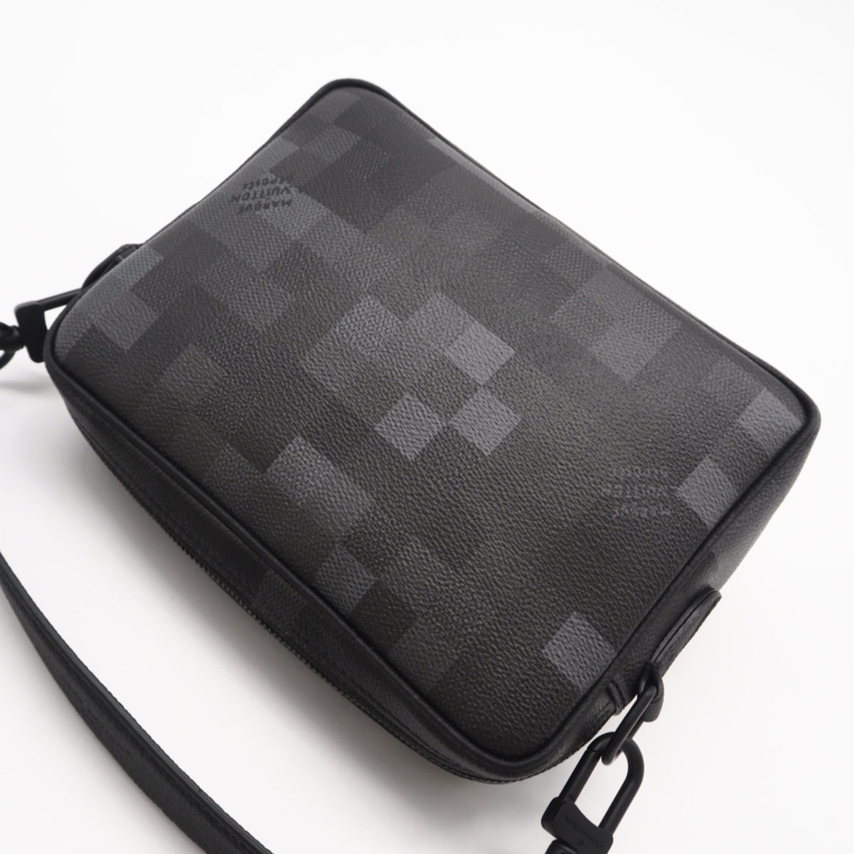 Louis Vuitton Black Gray Coated Canvas Leather Shoulder Bag (Pre-Owned)