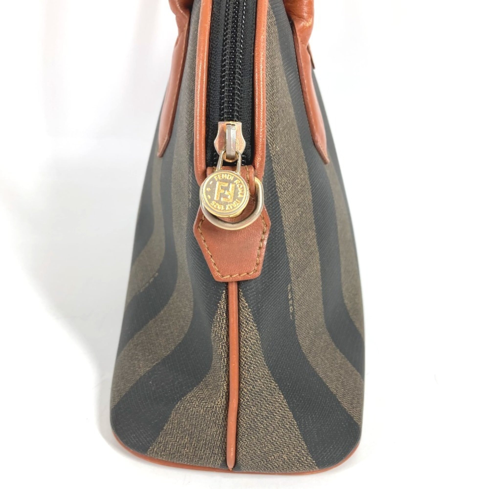 Fendi Brown Khaki Pvc Leather Handbag Tote Bag (Pre-Owned)