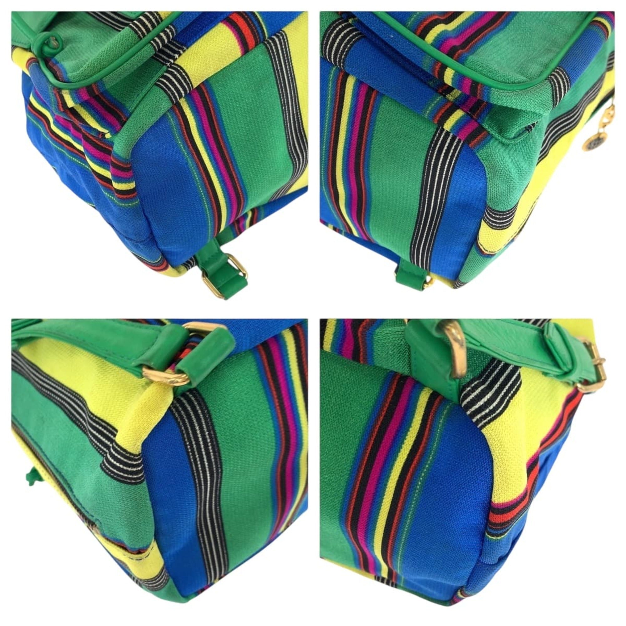 Versace Green Multi-Color Canvas Backpack (Pre-Owned)