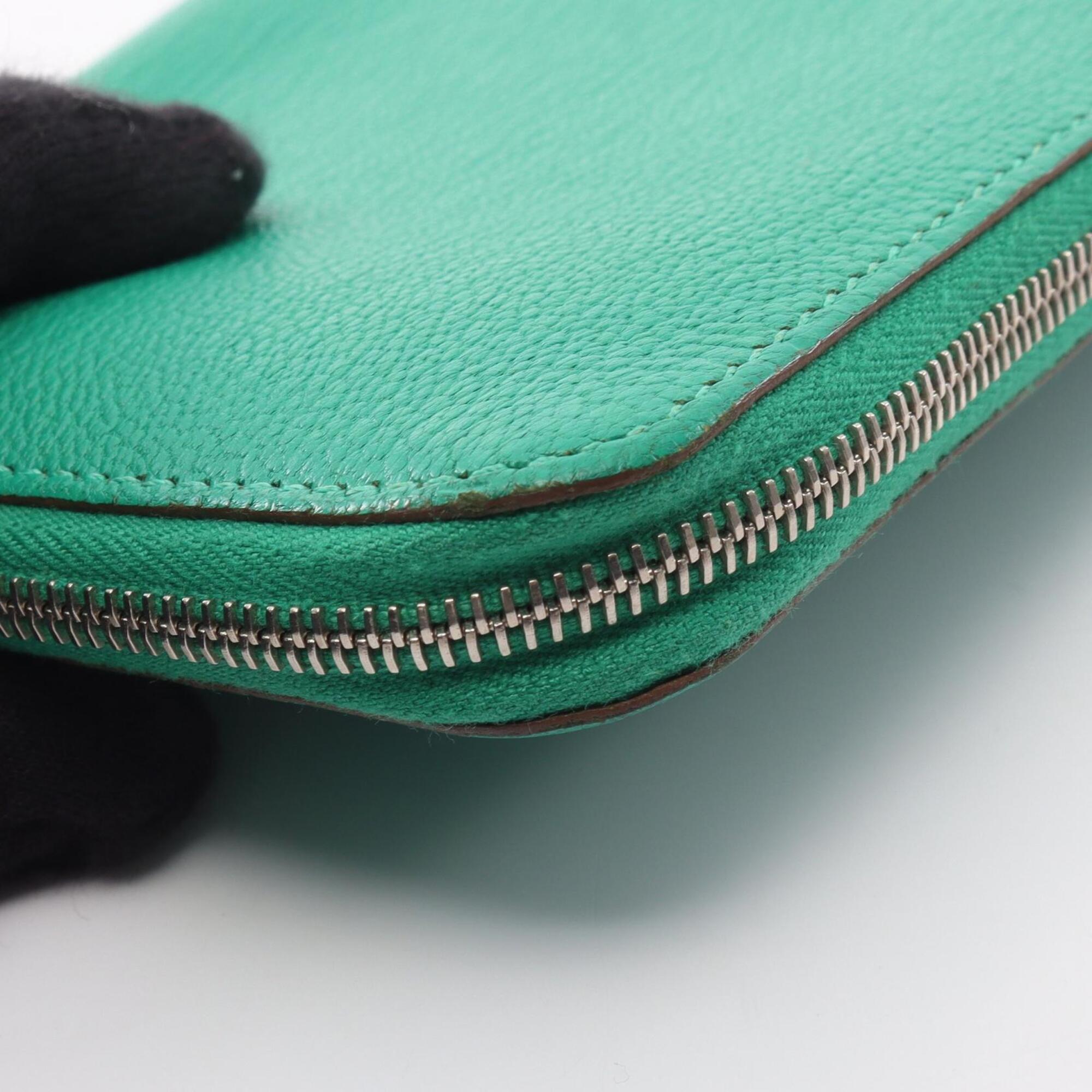 Hermes Green Mint Green Chevre Leather Long Wallet (Bi-Fold) (Pre-Owned)