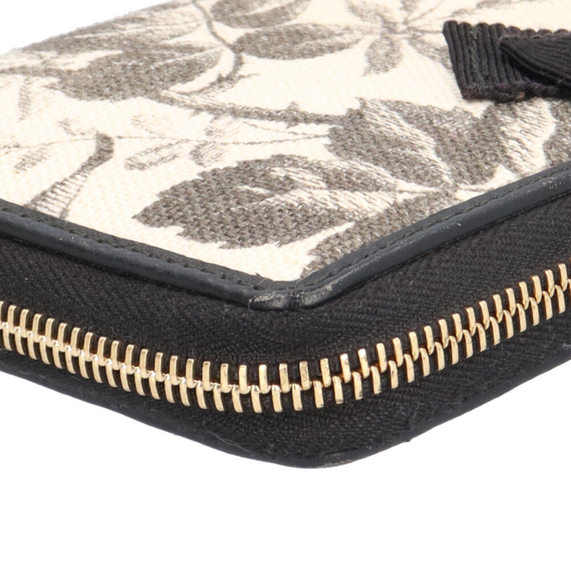 Gucci Beige Black Canvas Long Wallet (Bi-Fold) (Pre-Owned)