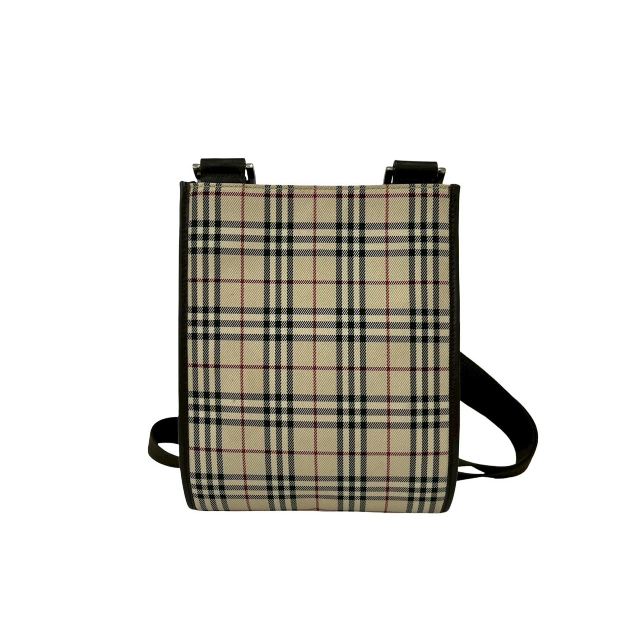 Burberry Beige Brown Canvas Leather Pochette Shoulder Bag (Pre-Owned)