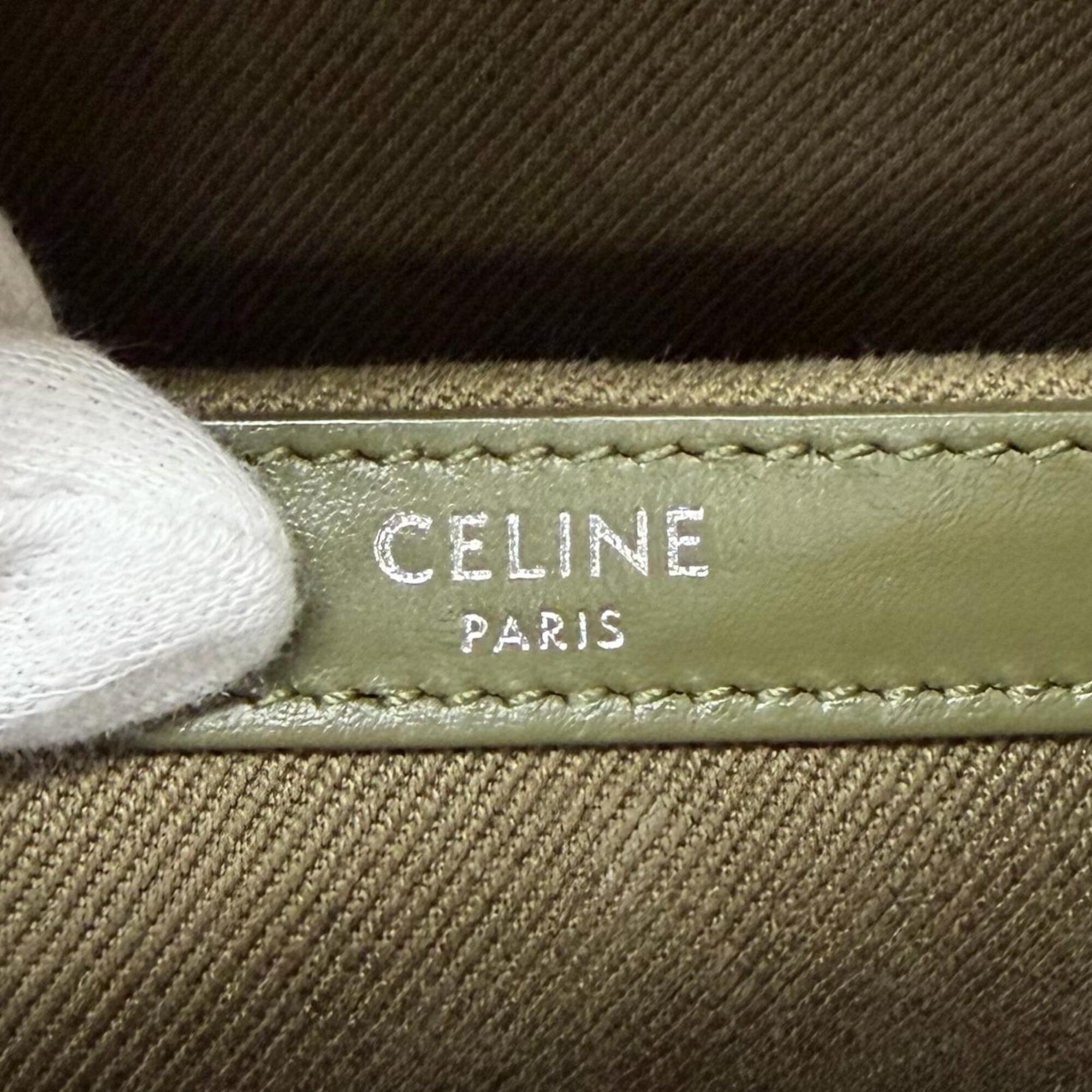 Celine Khaki Canvas Leather Backpack (Pre-Owned)