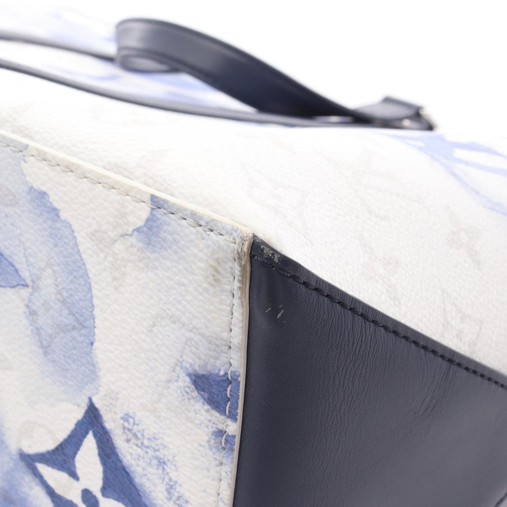 Louis Vuitton Blue White Coated Canvas Leather Handbag Tote Bag (Pre-Owned)