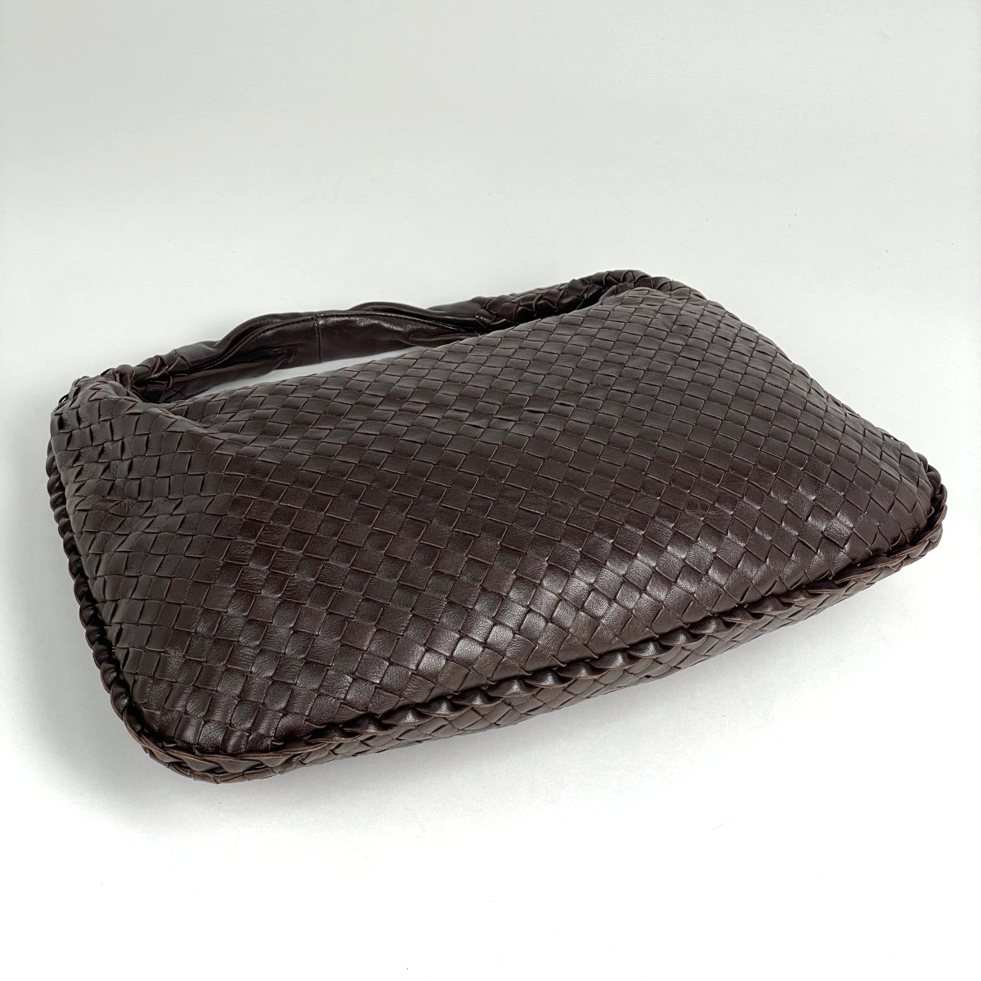 Bottega Veneta Intrecciato Brown Leather Handbag Shoulder Bag (Pre-Owned)