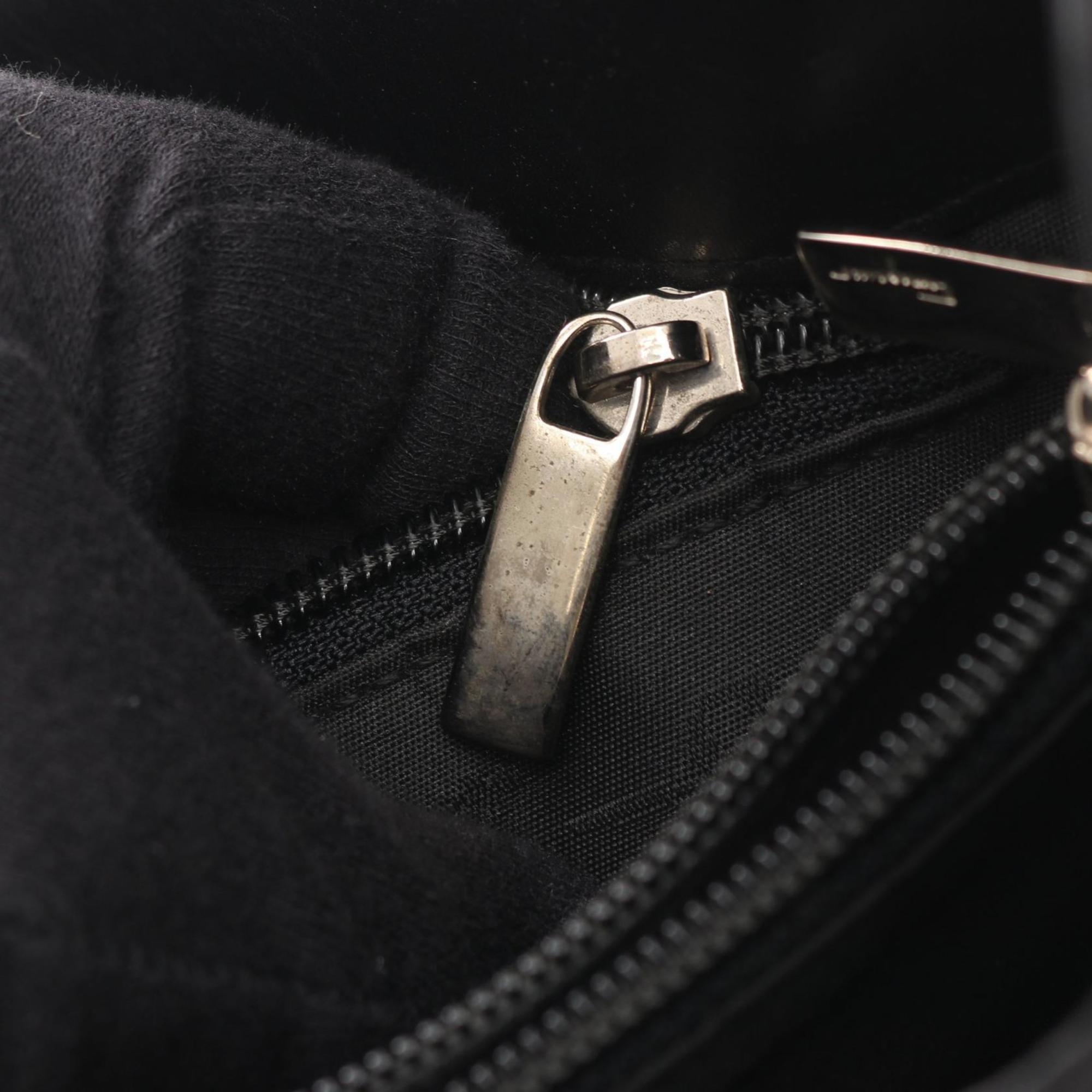 Salvatore Ferragamo Black Canvas Leather Shoulder Bag (Pre-Owned)