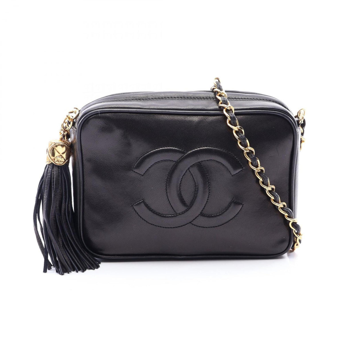 Chanel Black Leather Handbag Shoulder Bag (Pre-Owned)