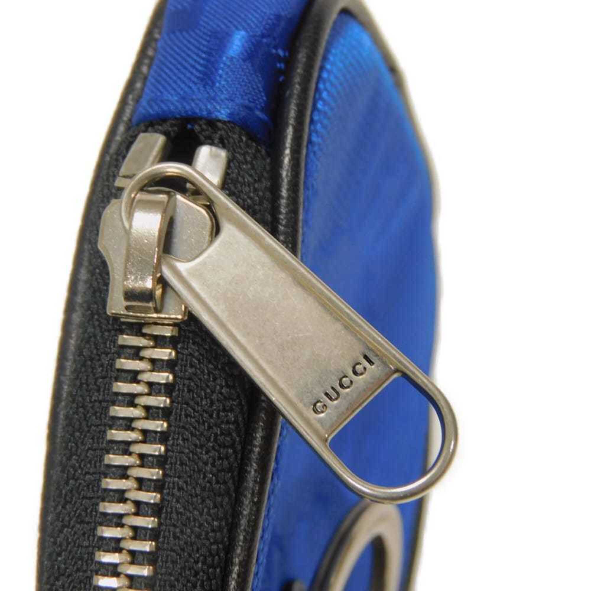 Gucci Blue Nylon Leather Coin Purse/Coin Case (Pre-Owned)