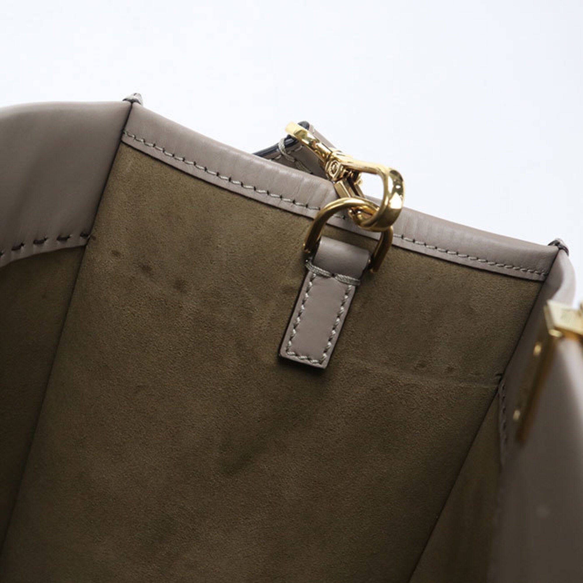 Fendi Gray Leather Tote Bag (Pre-Owned)
