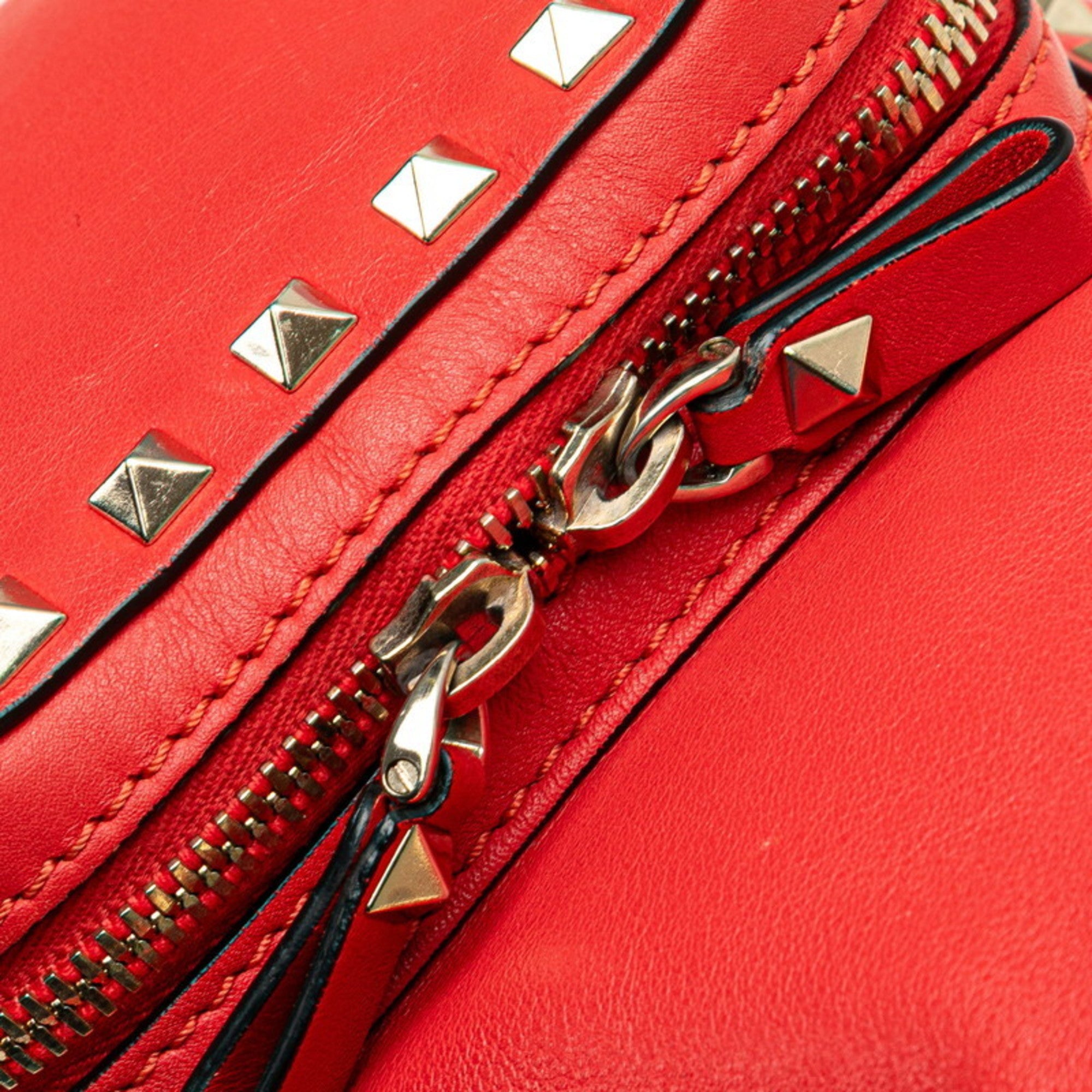 Valentino Red Color Leather Backpack (Pre-Owned)