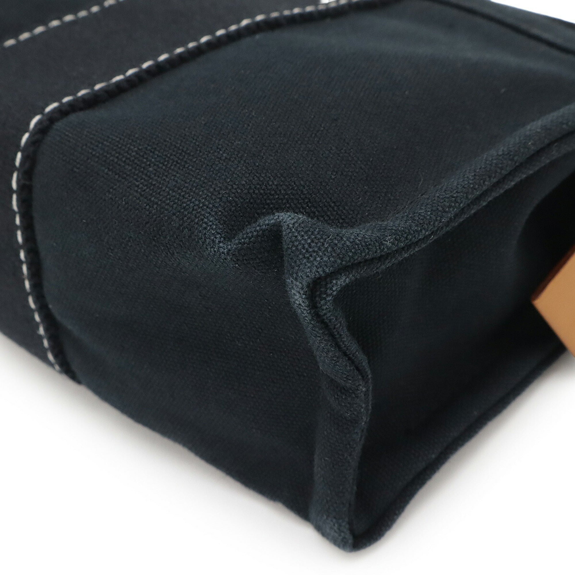 Hermes Deauville Black Canvas Leather Pouch (Pre-Owned)