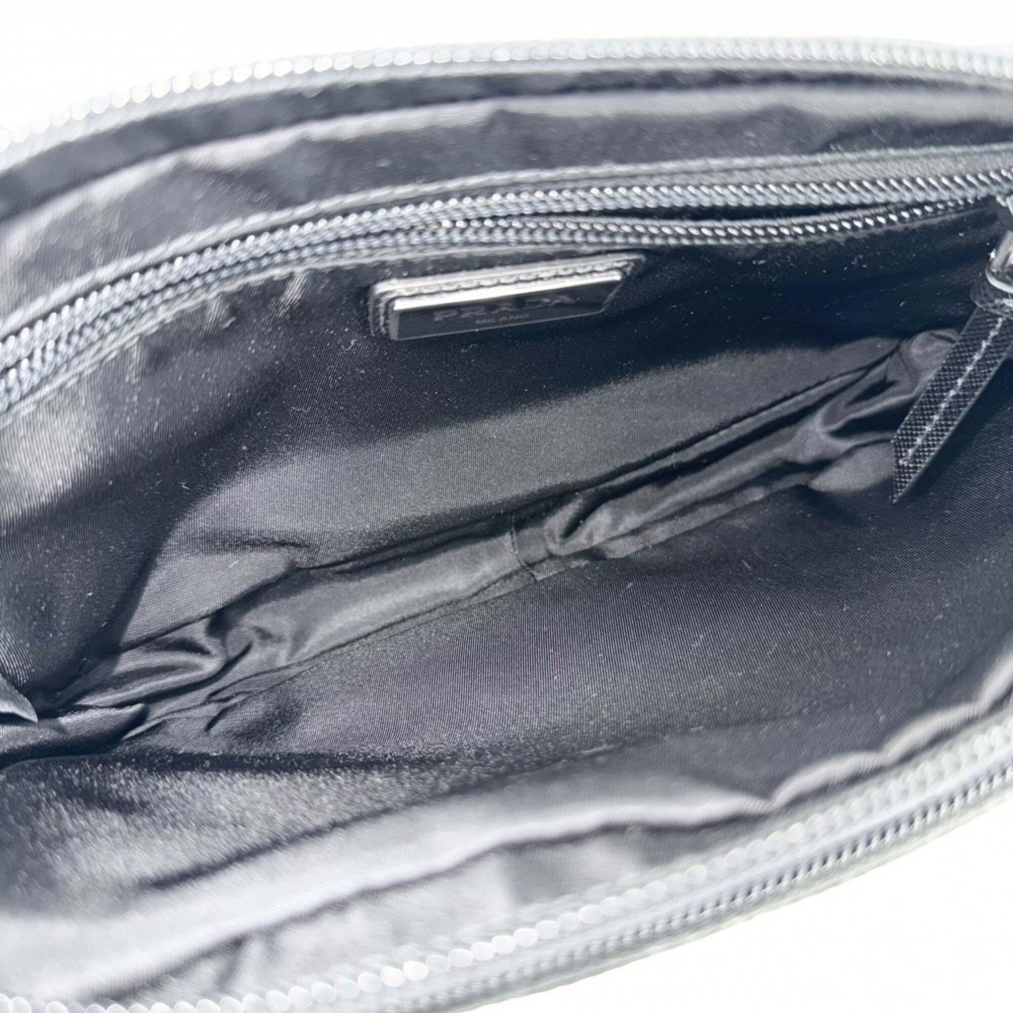 Prada Black White Nylon Shoulder Bag Sling Bag (Pre-Owned)