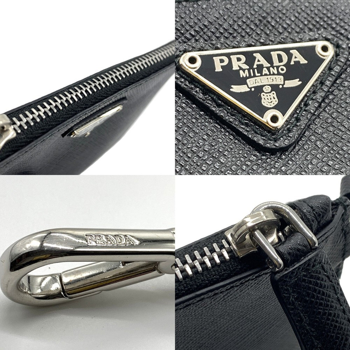 Prada Black Saffiano Triangle Coin Purse/Coin Case (Pre-Owned)
