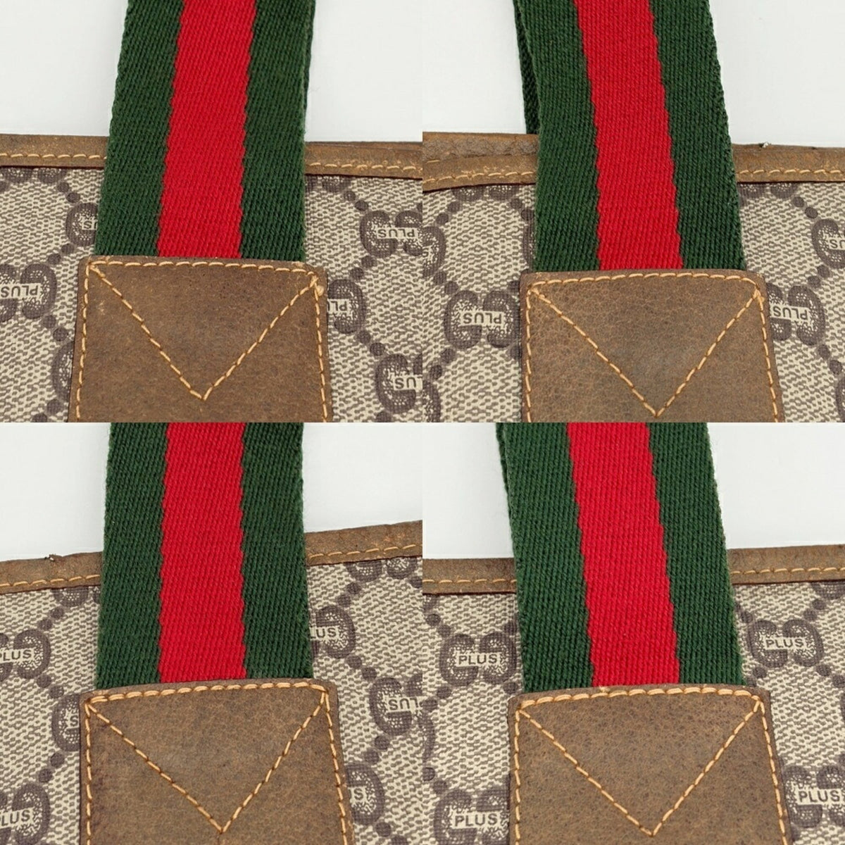Gucci Beige Brown Green Red Color Pvc Leather Shoulder Bag Tote Bag (Pre-Owned)