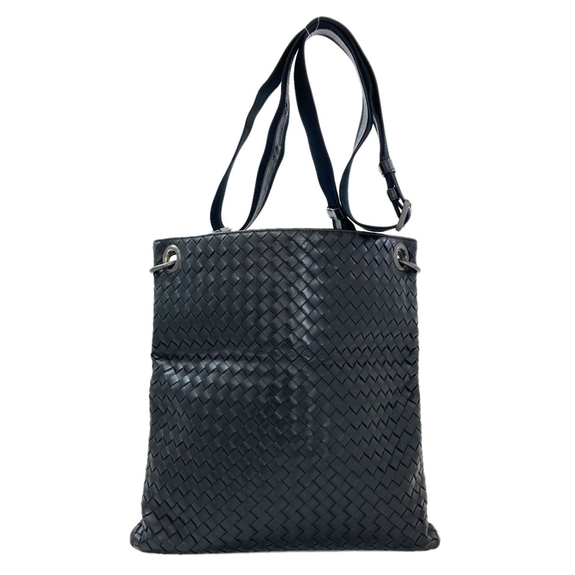 Bottega Veneta Intrecciato Black Leather Shoulder Bag (Pre-Owned)