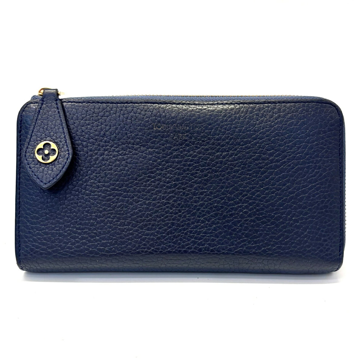 Louis Vuitton Navy Blue Leather Long Wallet (Bi-Fold) (Pre-Owned)