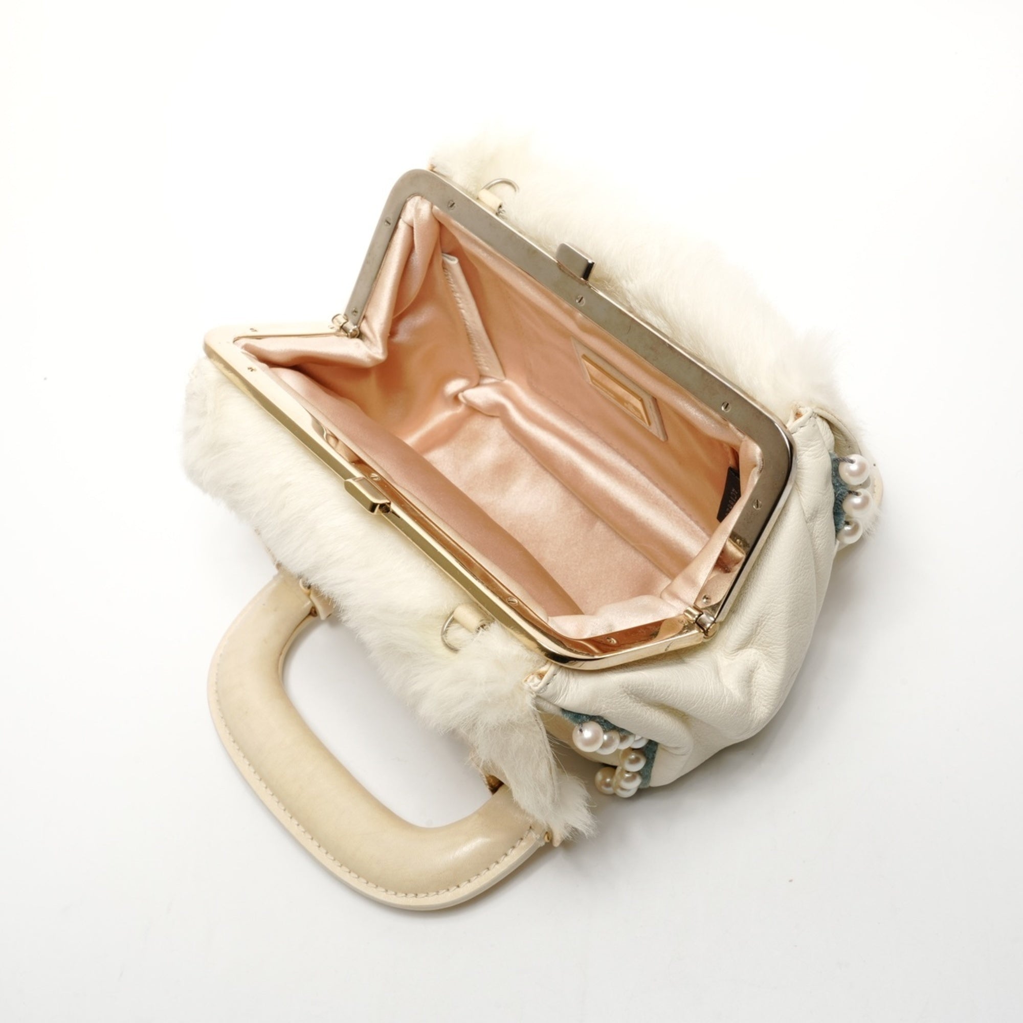 Fendi White Fur Leather Shoulder Bag (Pre-Owned)