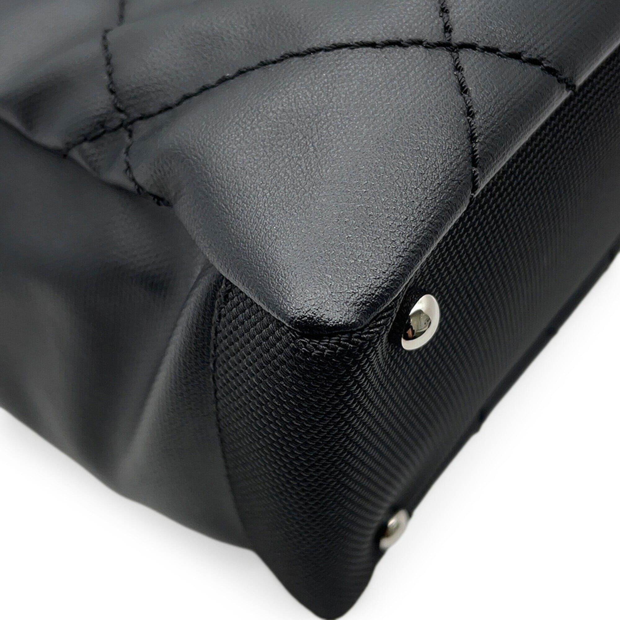 Chanel Matelasse Black Pvc Leather Handbag Tote Bag (Pre-Owned)