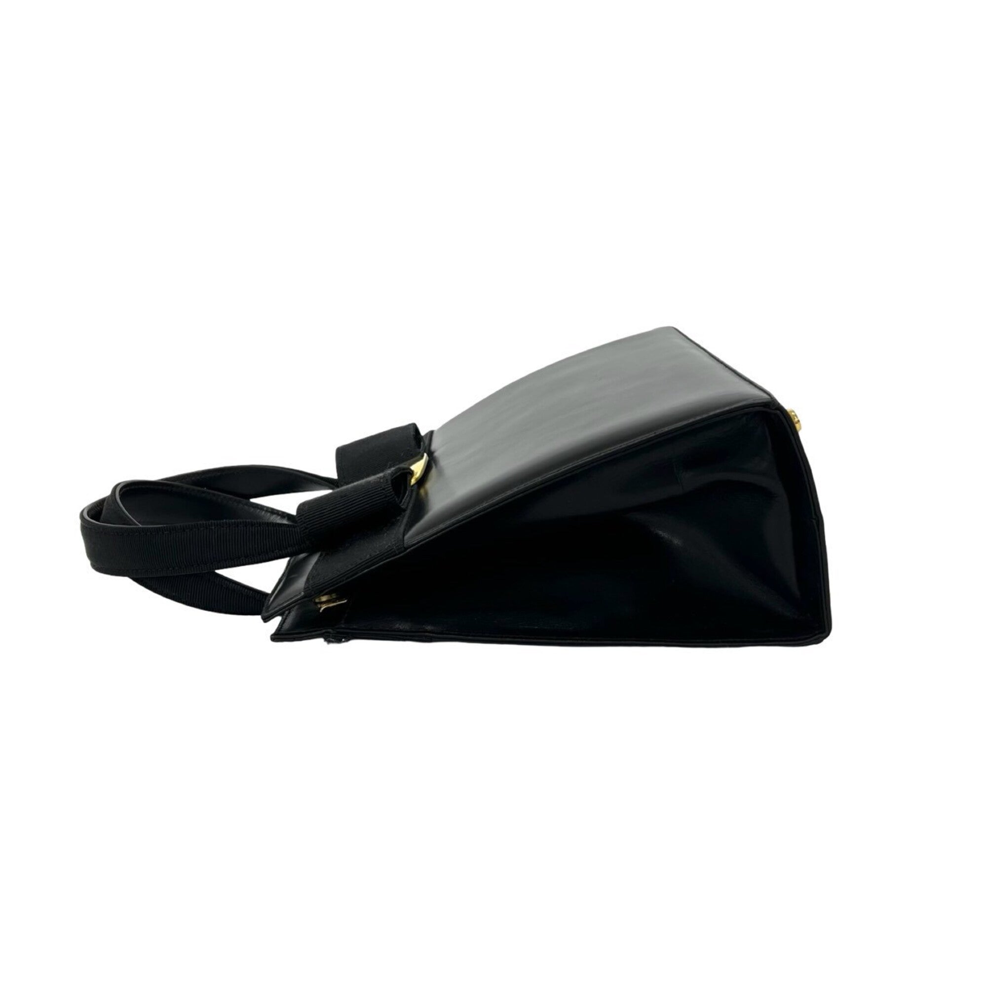 Salvatore Ferragamo Black Leather Handbag Shoulder Bag (Pre-Owned)
