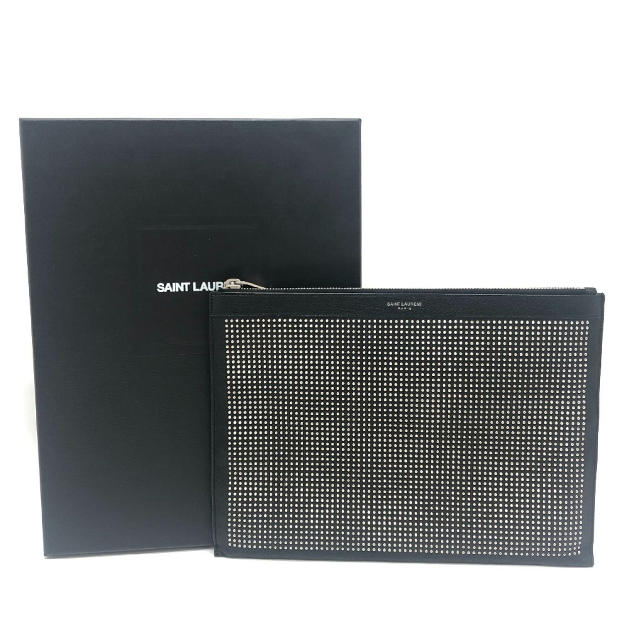 Saint Laurent Black Leather Clutch Bag (Pre-Owned)