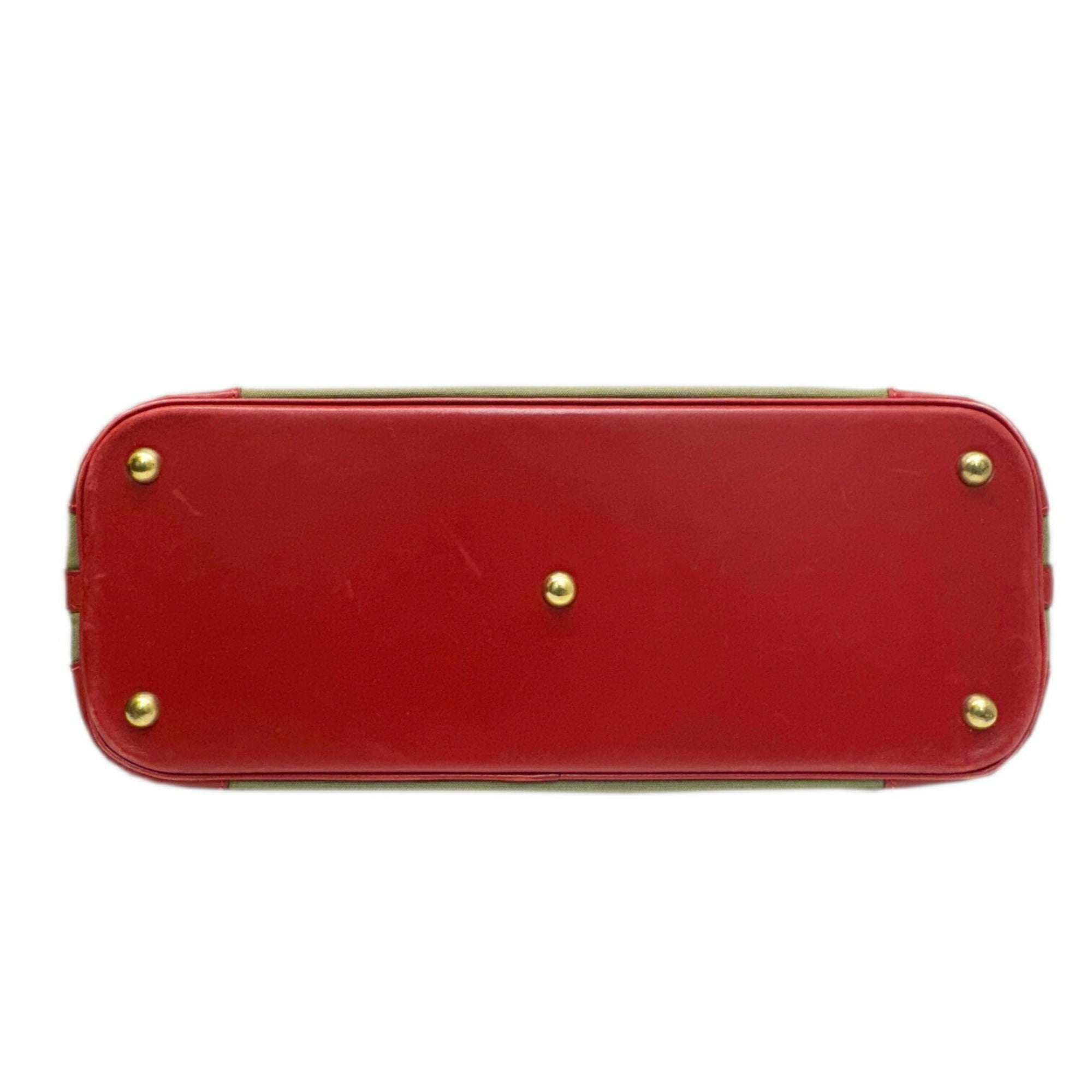 Hermes Khaki Rouge Garance Toile Officier Box Calf Leather Handbag Shoulder Bag (Pre-Owned)