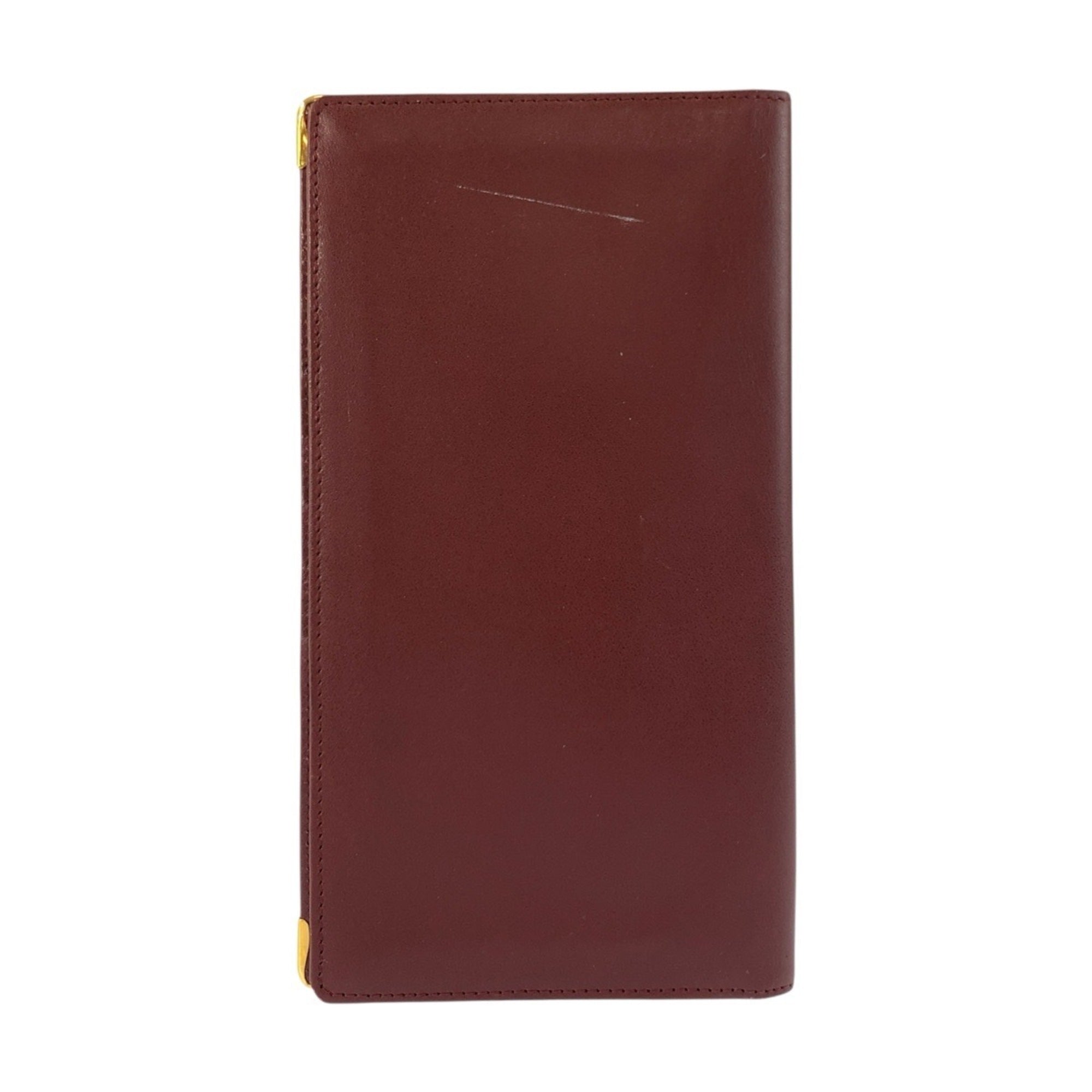 Cartier Bordeaux Leather Long Wallet (Bi-Fold) (Pre-Owned)