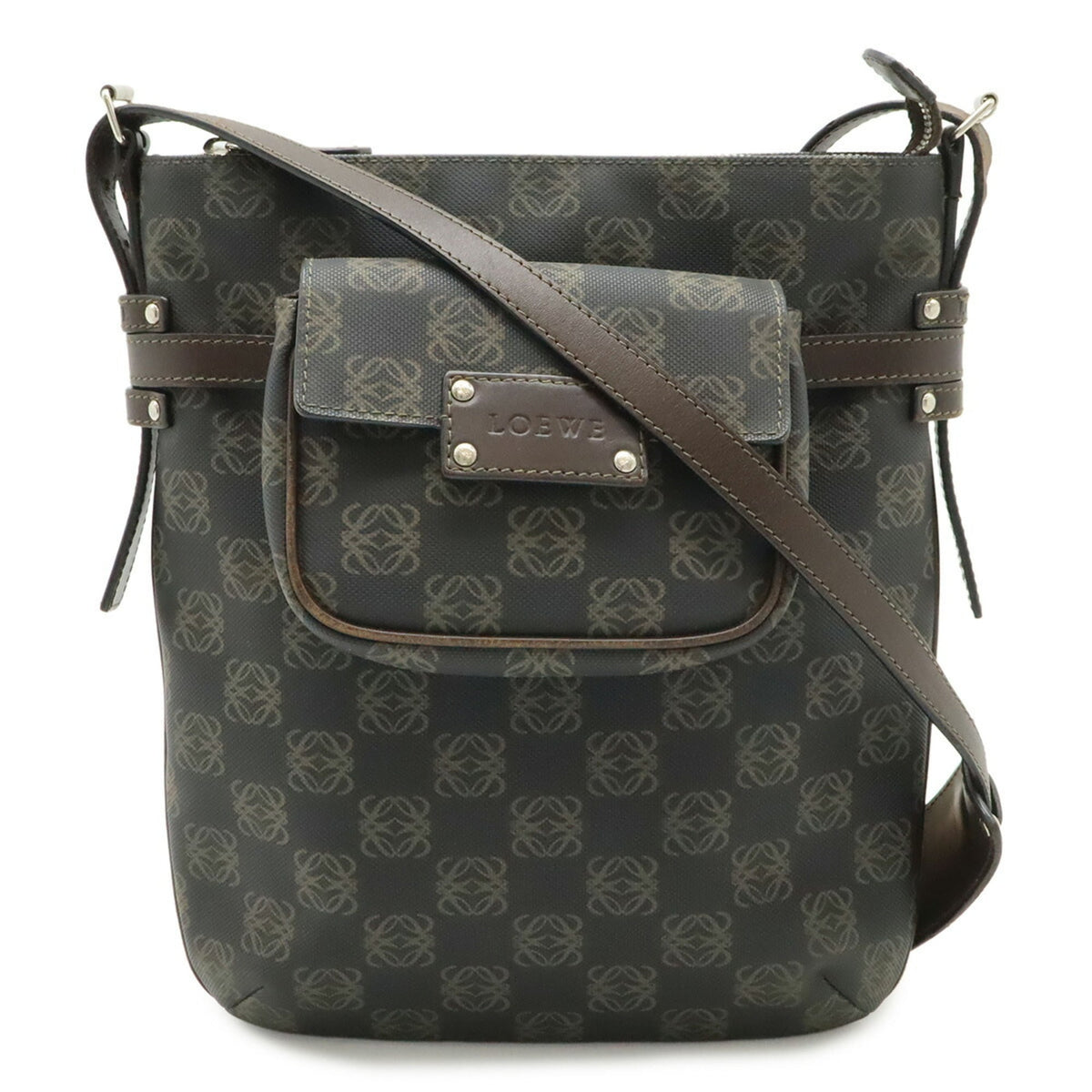 Loewe Black Dark Brown Leather Shoulder Bag (Pre-Owned)