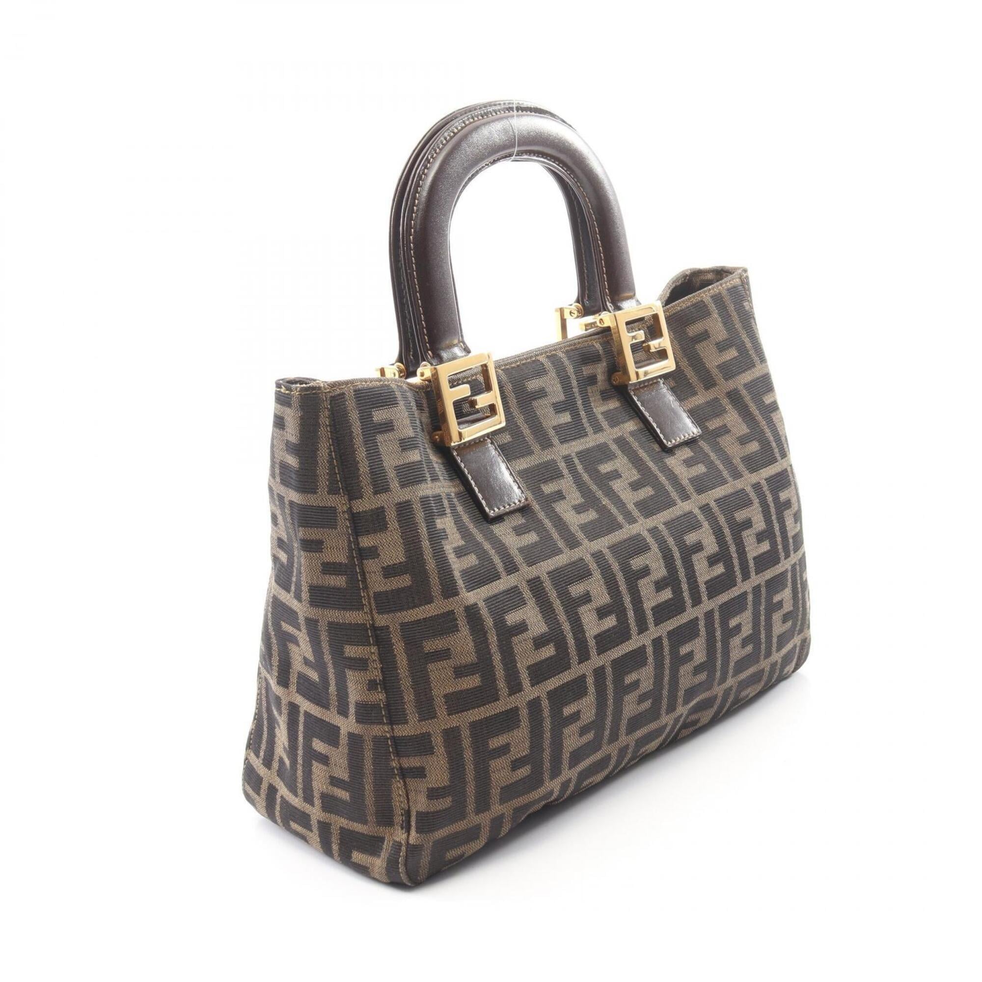 Fendi Brown Canvas Leather Handbag Tote Bag (Pre-Owned)