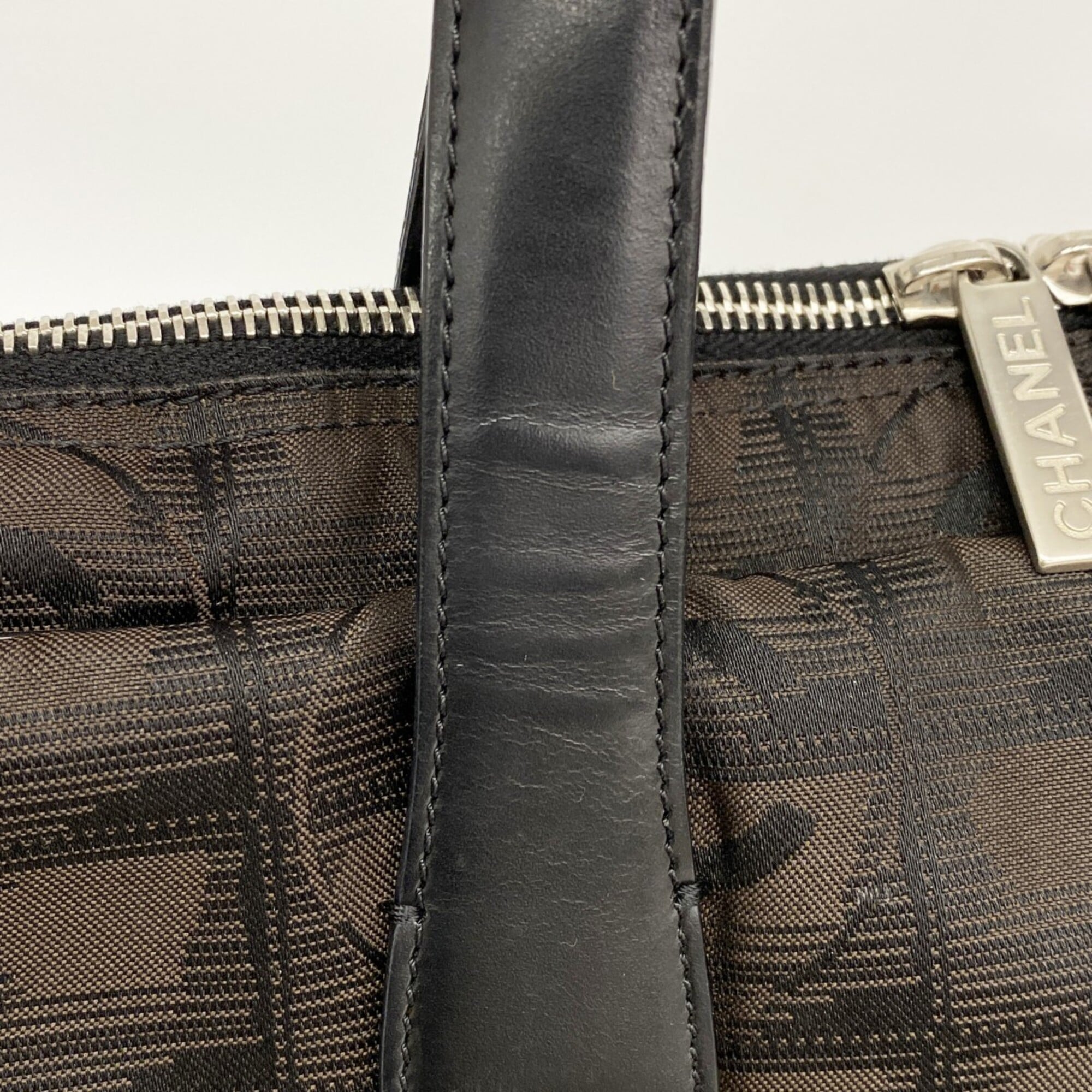 Chanel Black Brown Nylon Handbag (Pre-Owned)